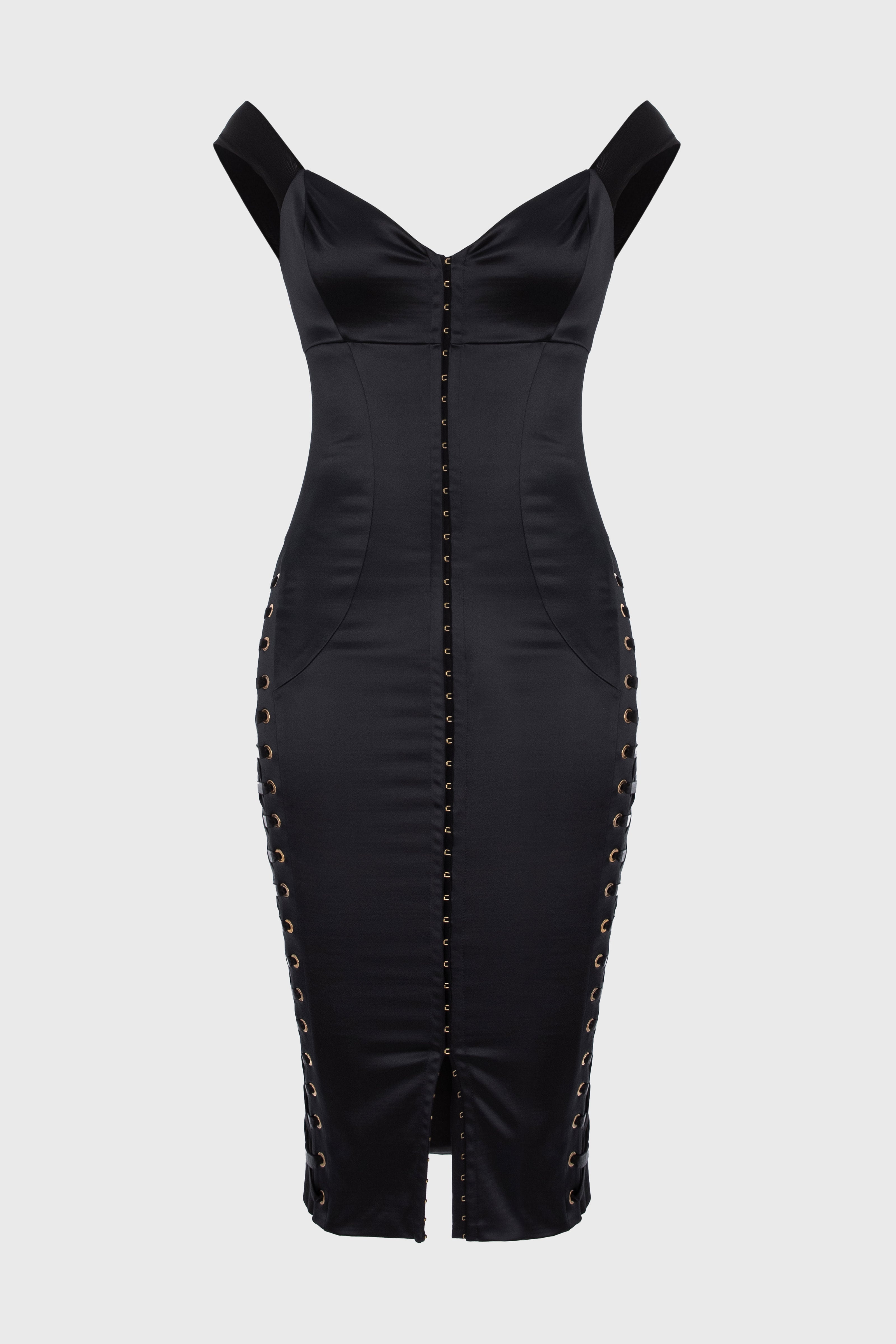 Rochie neagra mulata din satin Blackcherry