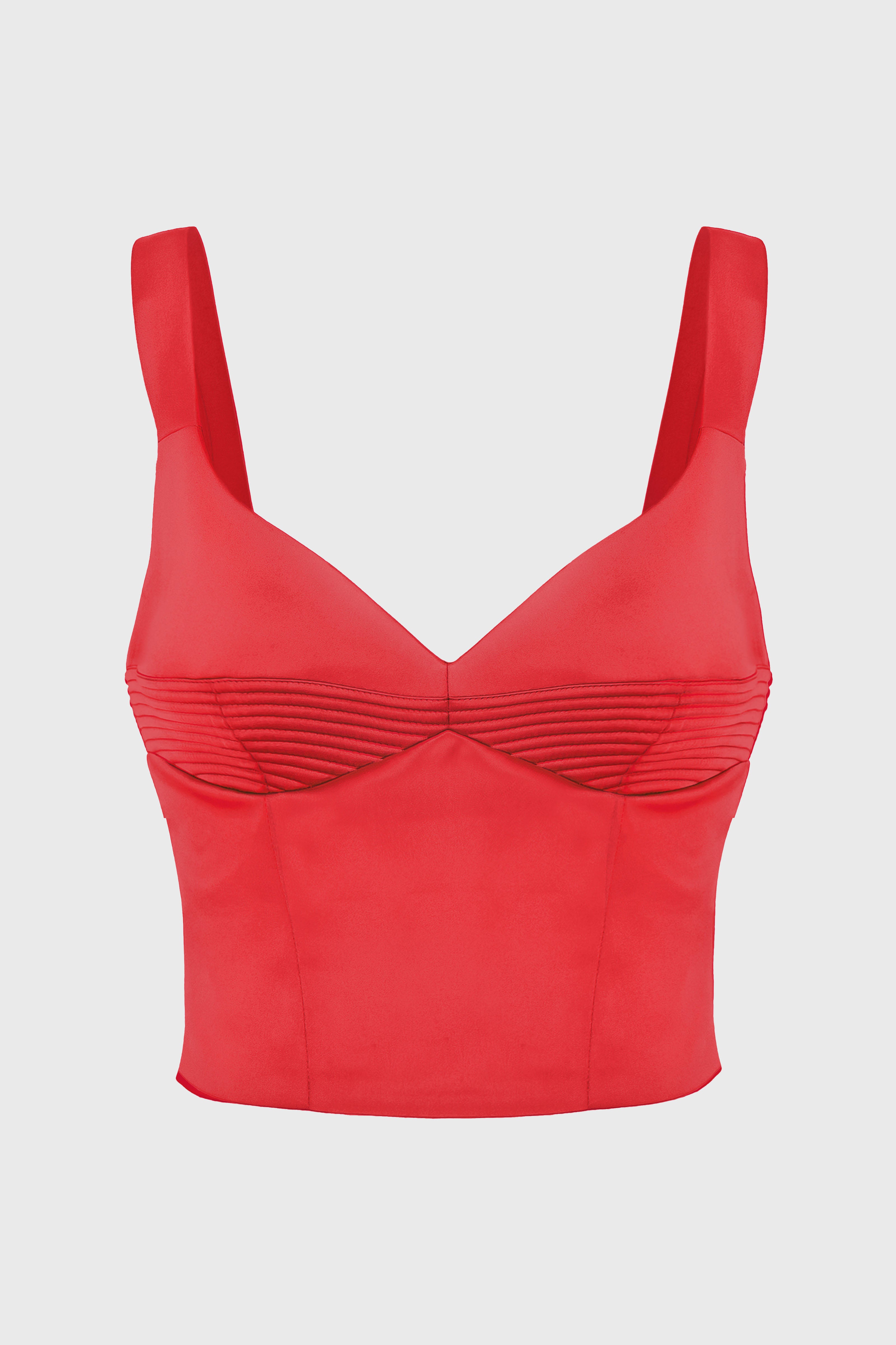 Corset rosu din satin elastic Haze