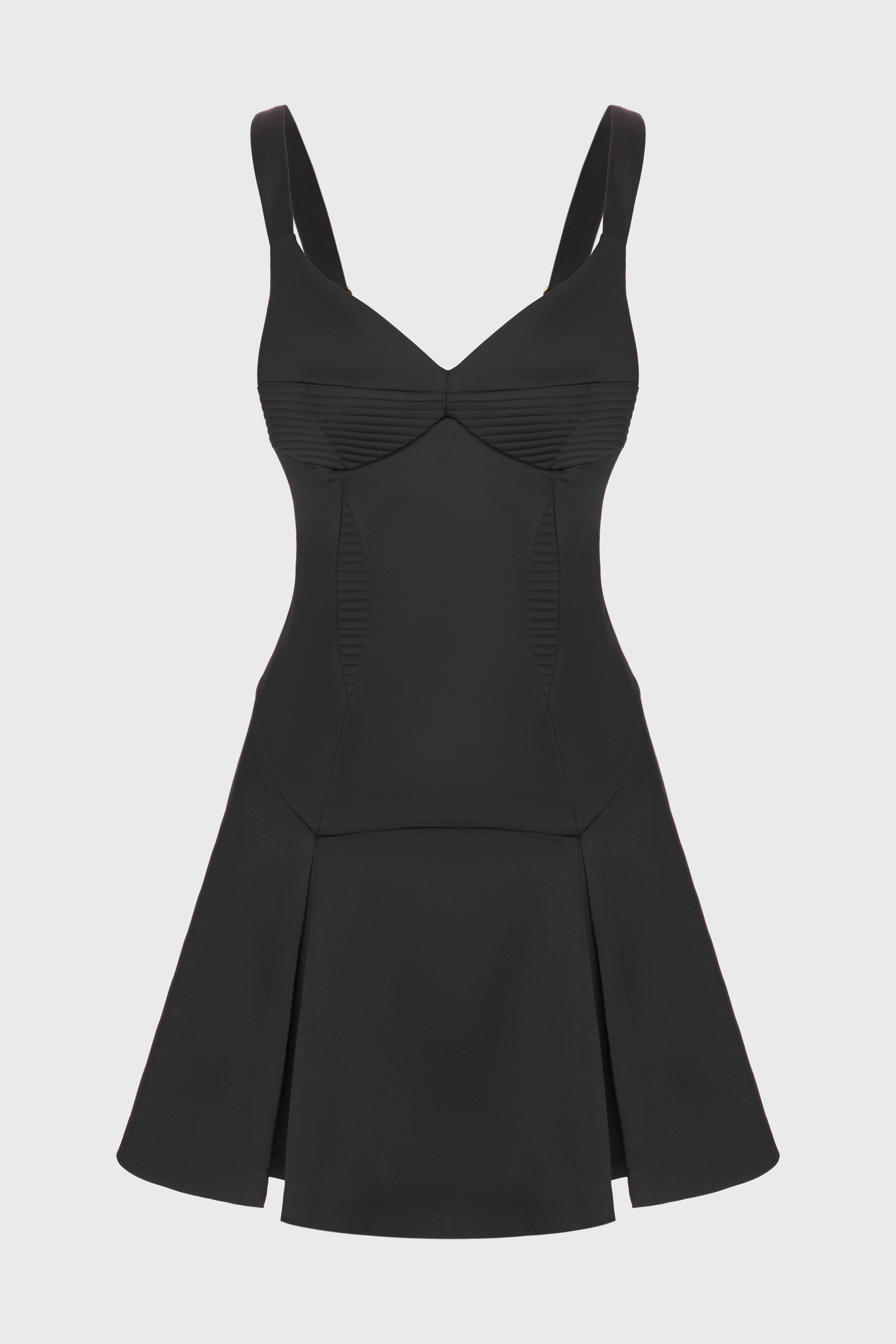 Rochie neagra mini din satin elastic Haze