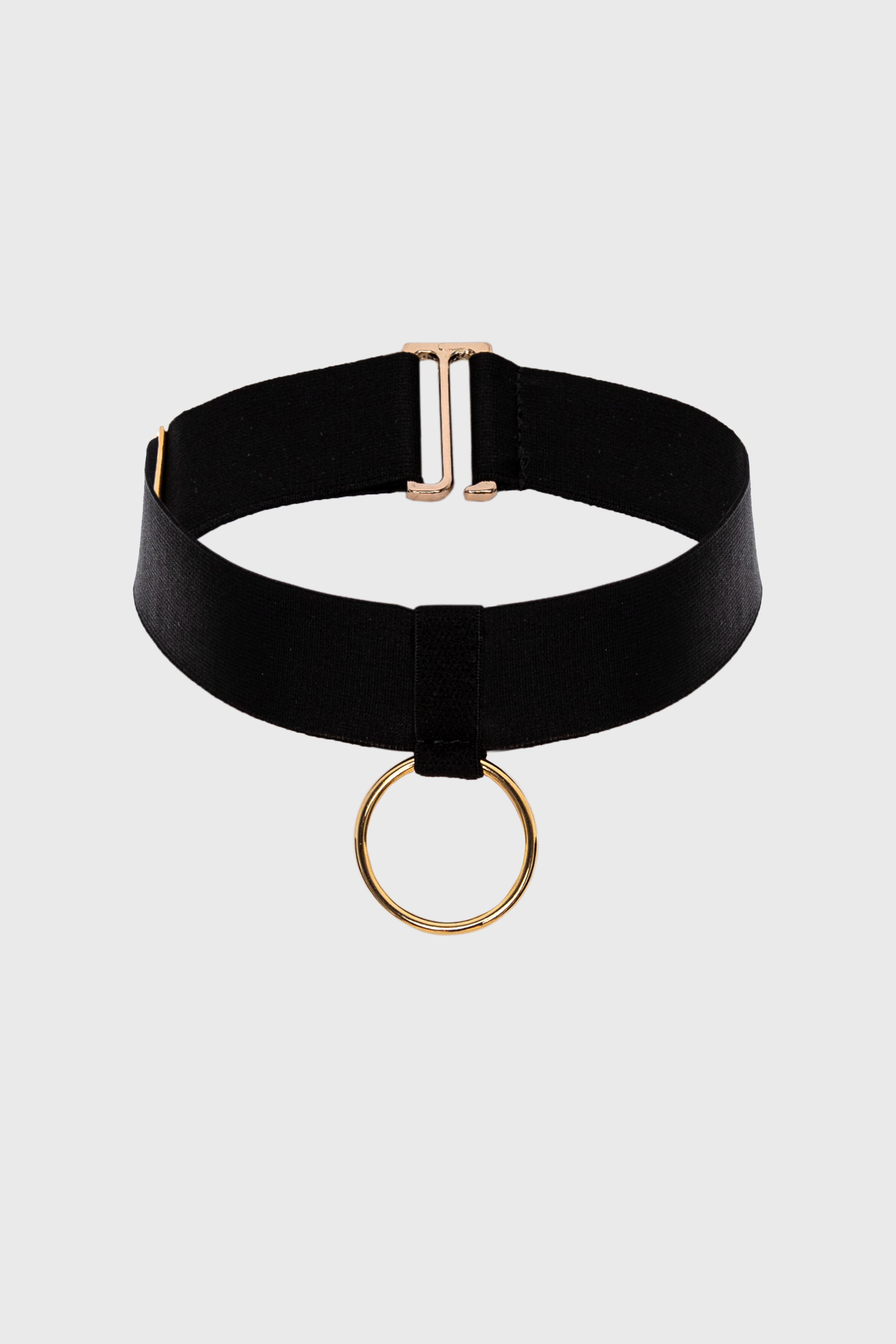 Choker negru satinat din elastic cu detalii aurii Hold-up
