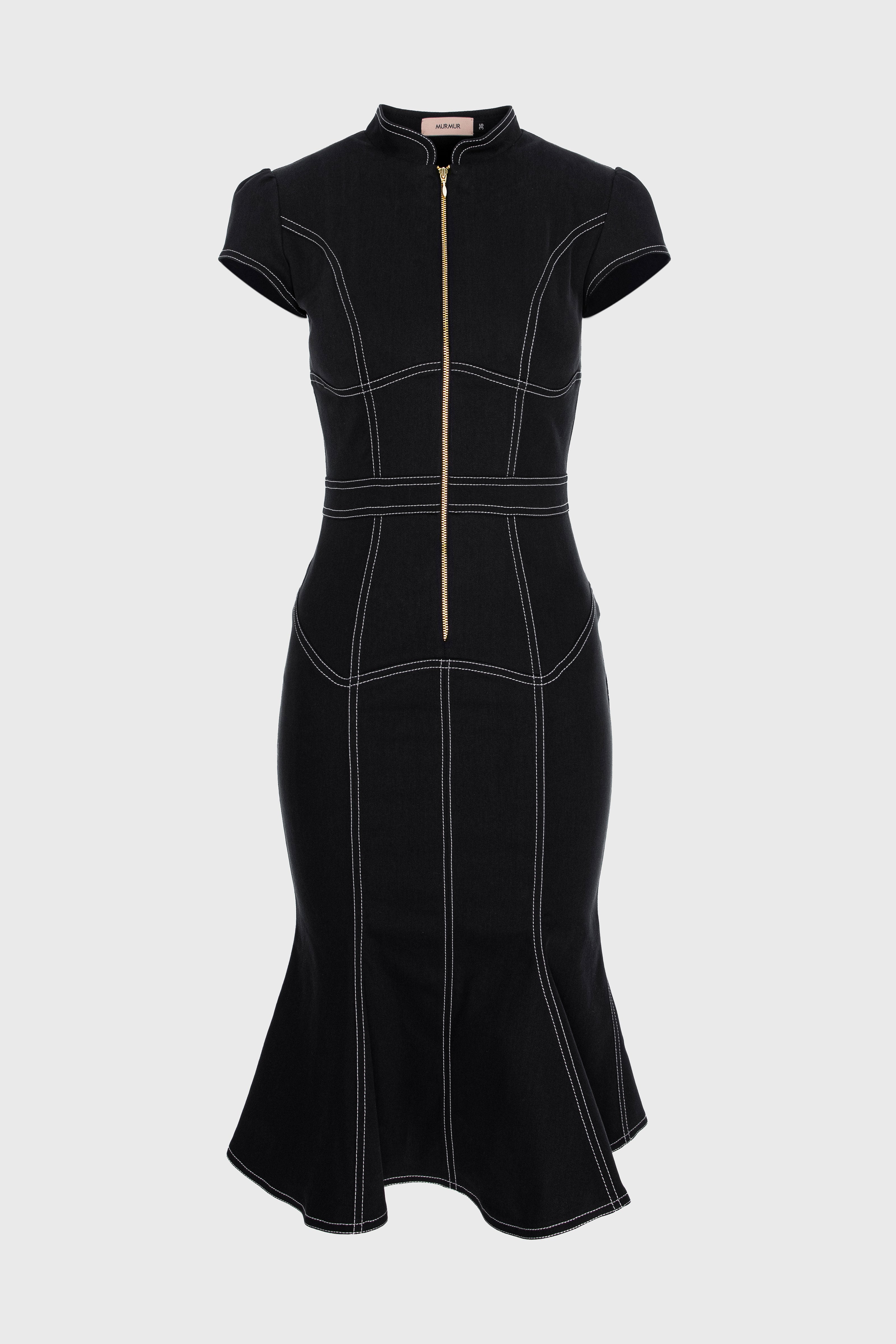 Rochie neagra din denim bi-elastic Underline