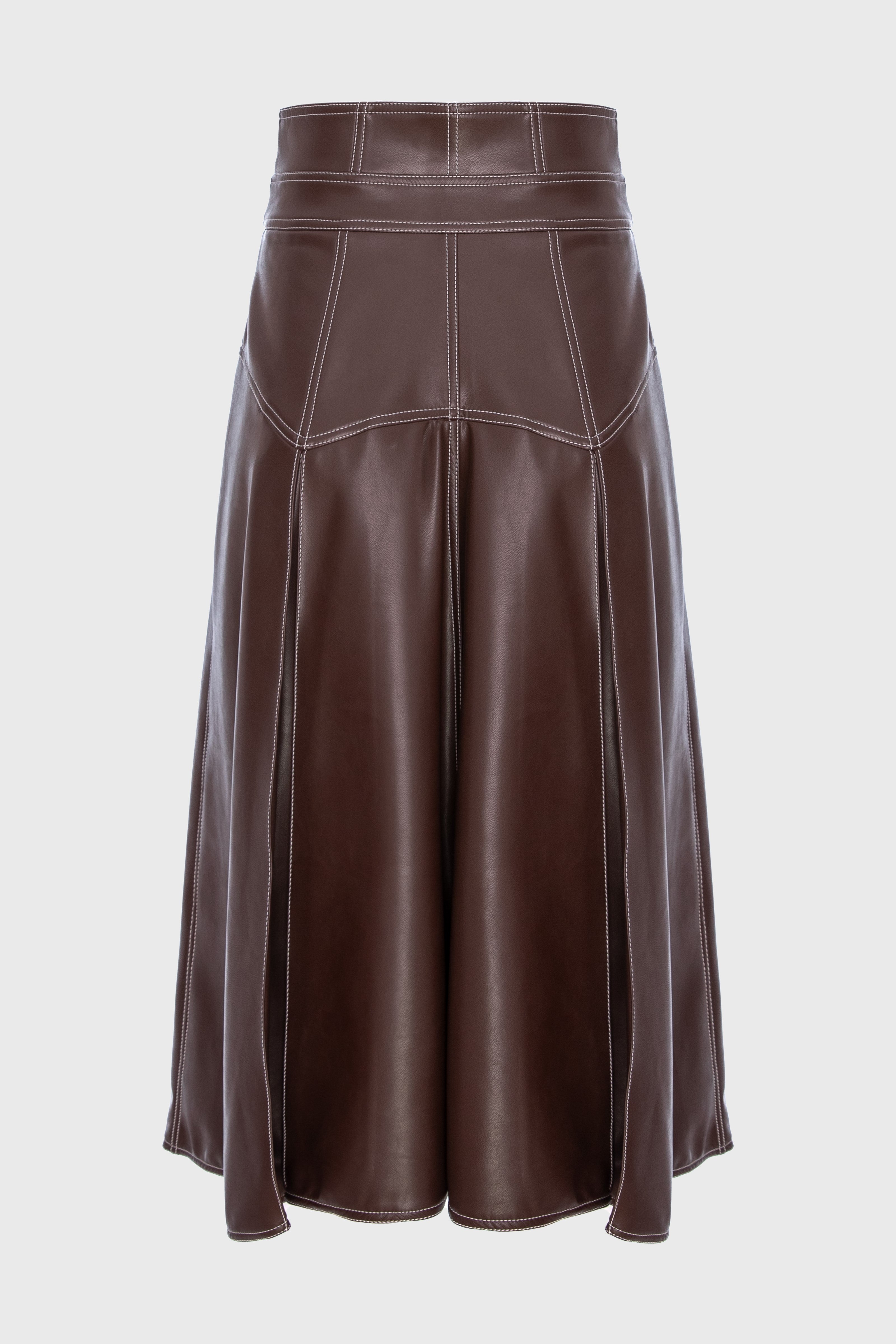 Fusta maro din piele Underline