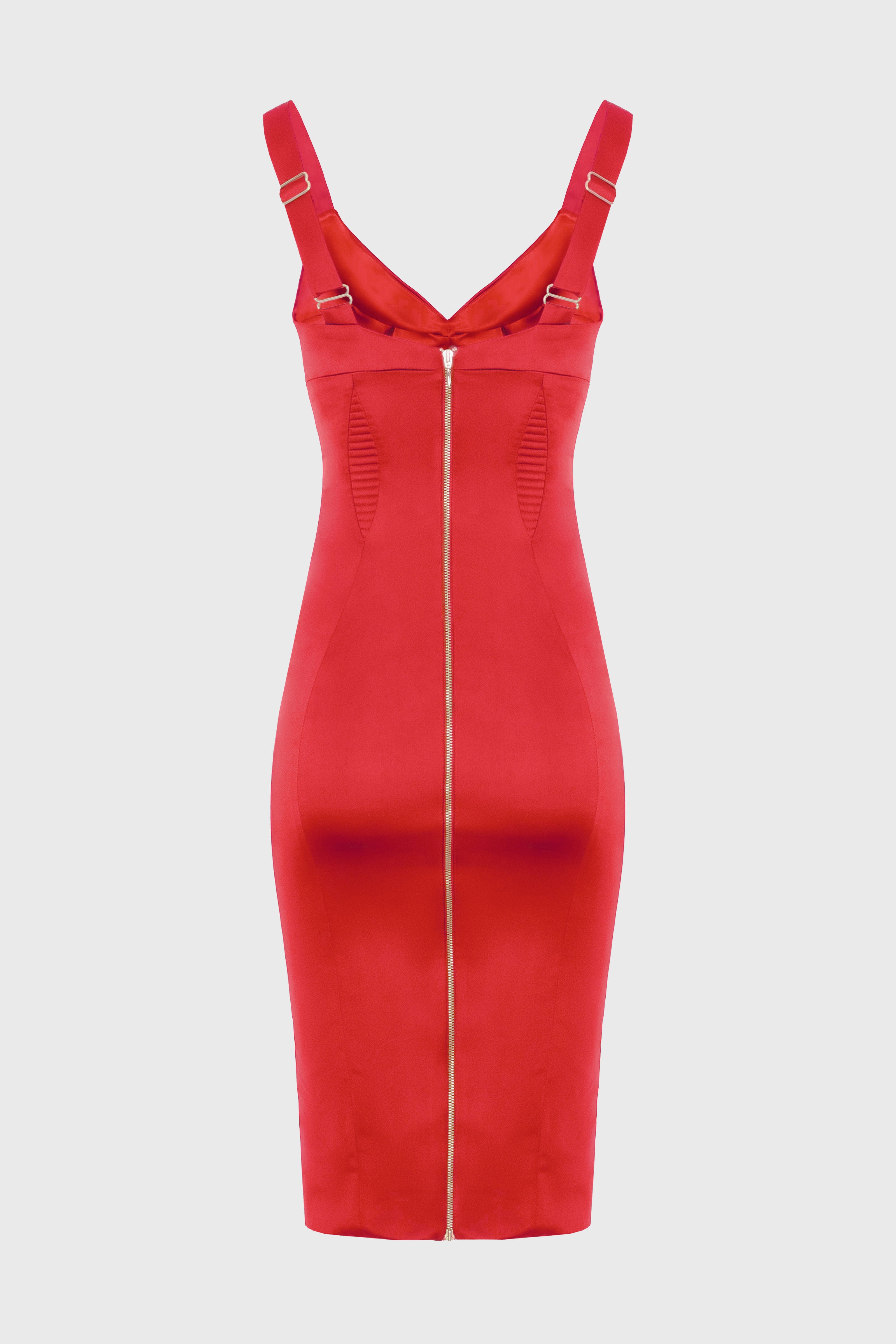 Rochie rosie din satin elastic Haze