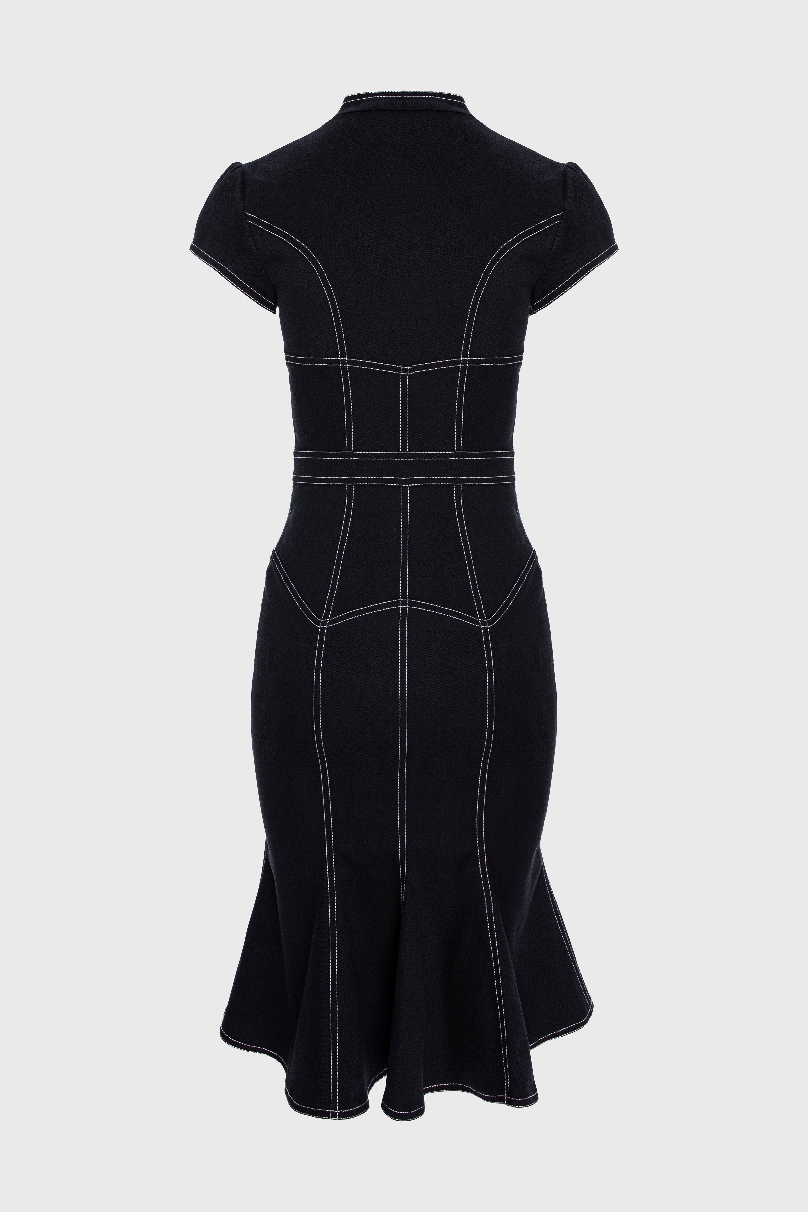 Rochie neagra din denim bi-elastic Underline