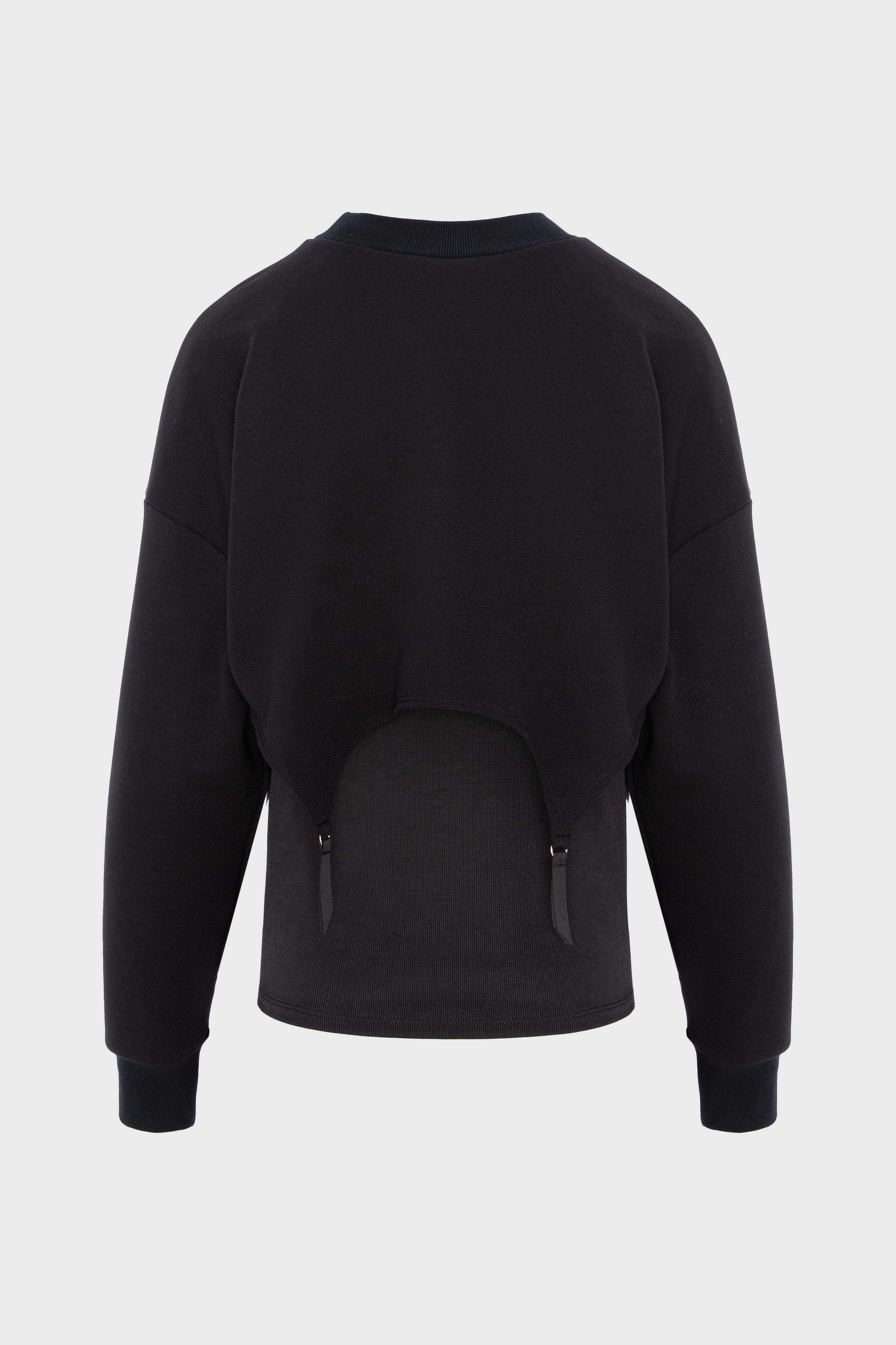 Hanorac negru din bumbac si modal Garter