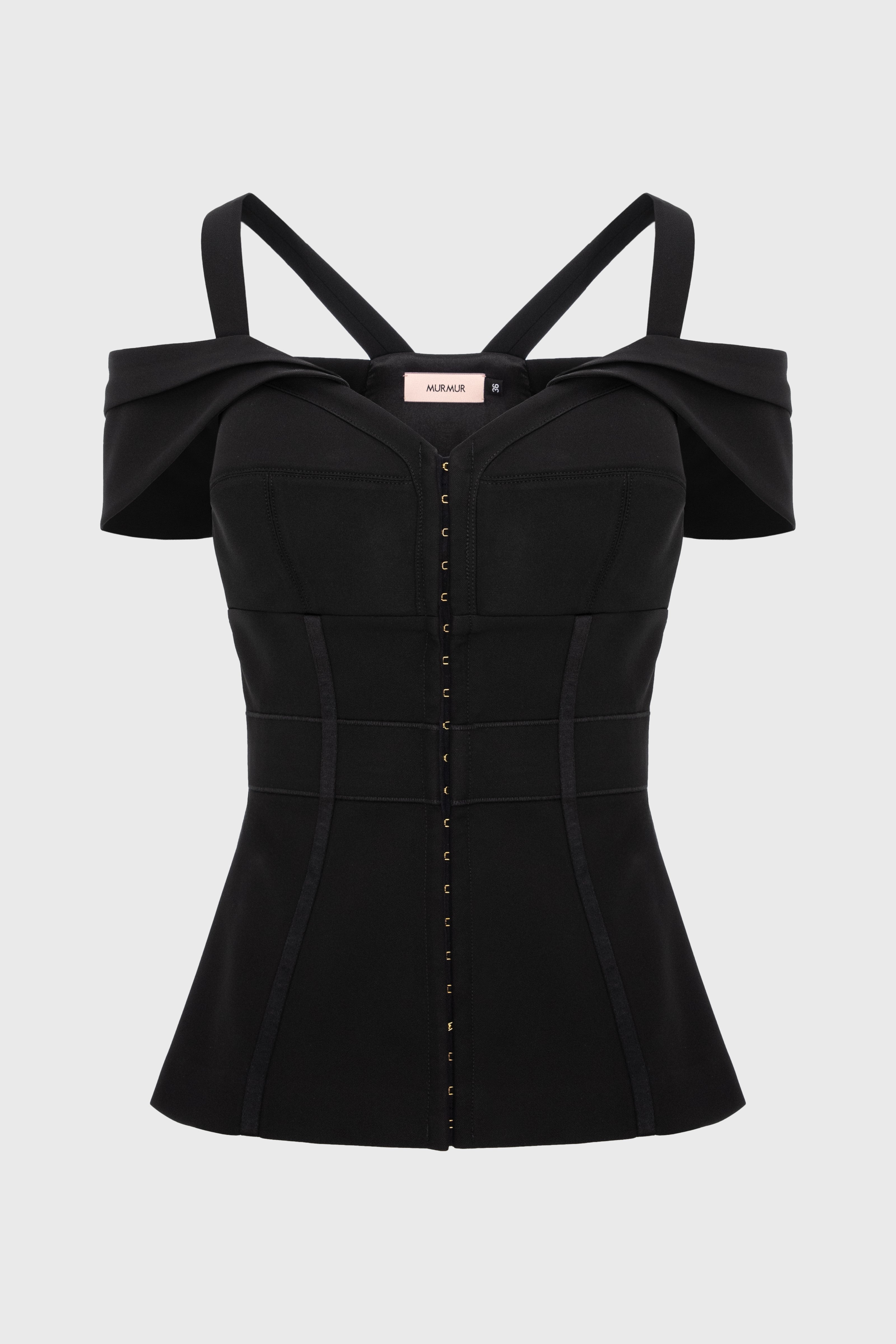 Corset negru cu maneci cazute Candy