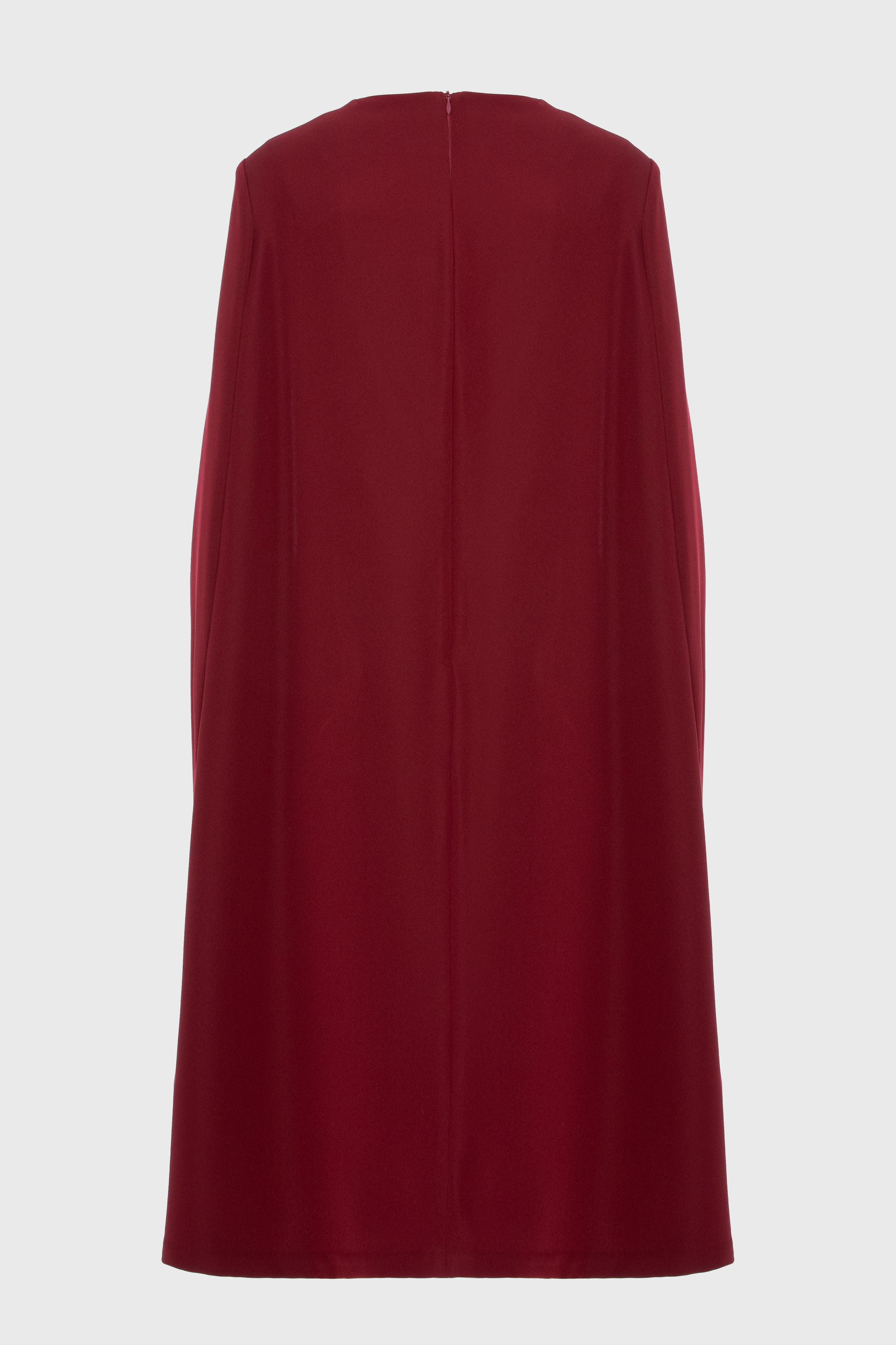 Rochie midi rosu inchis cu capa Mantle