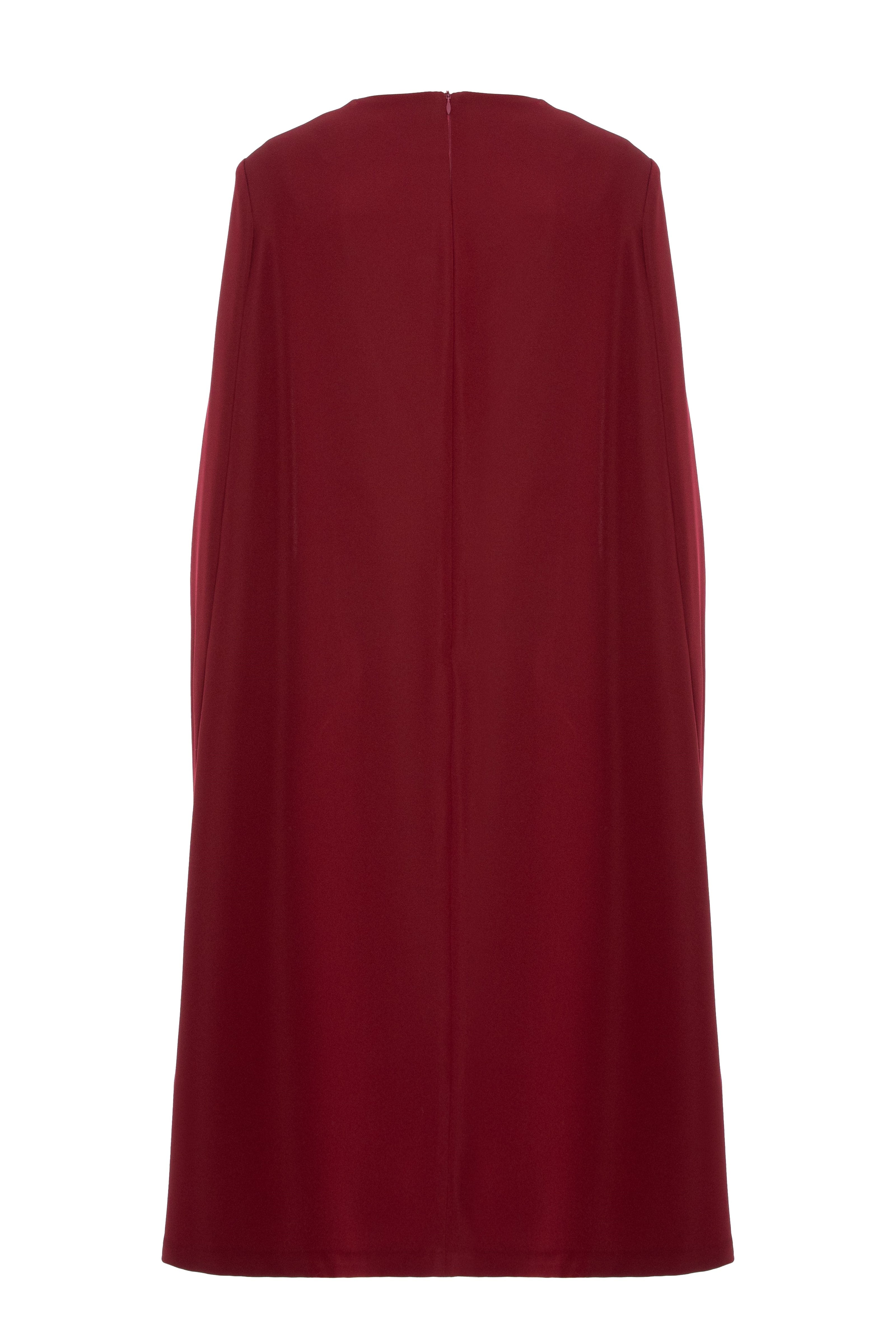 Rochie midi rosu burgund cu capa Mantle