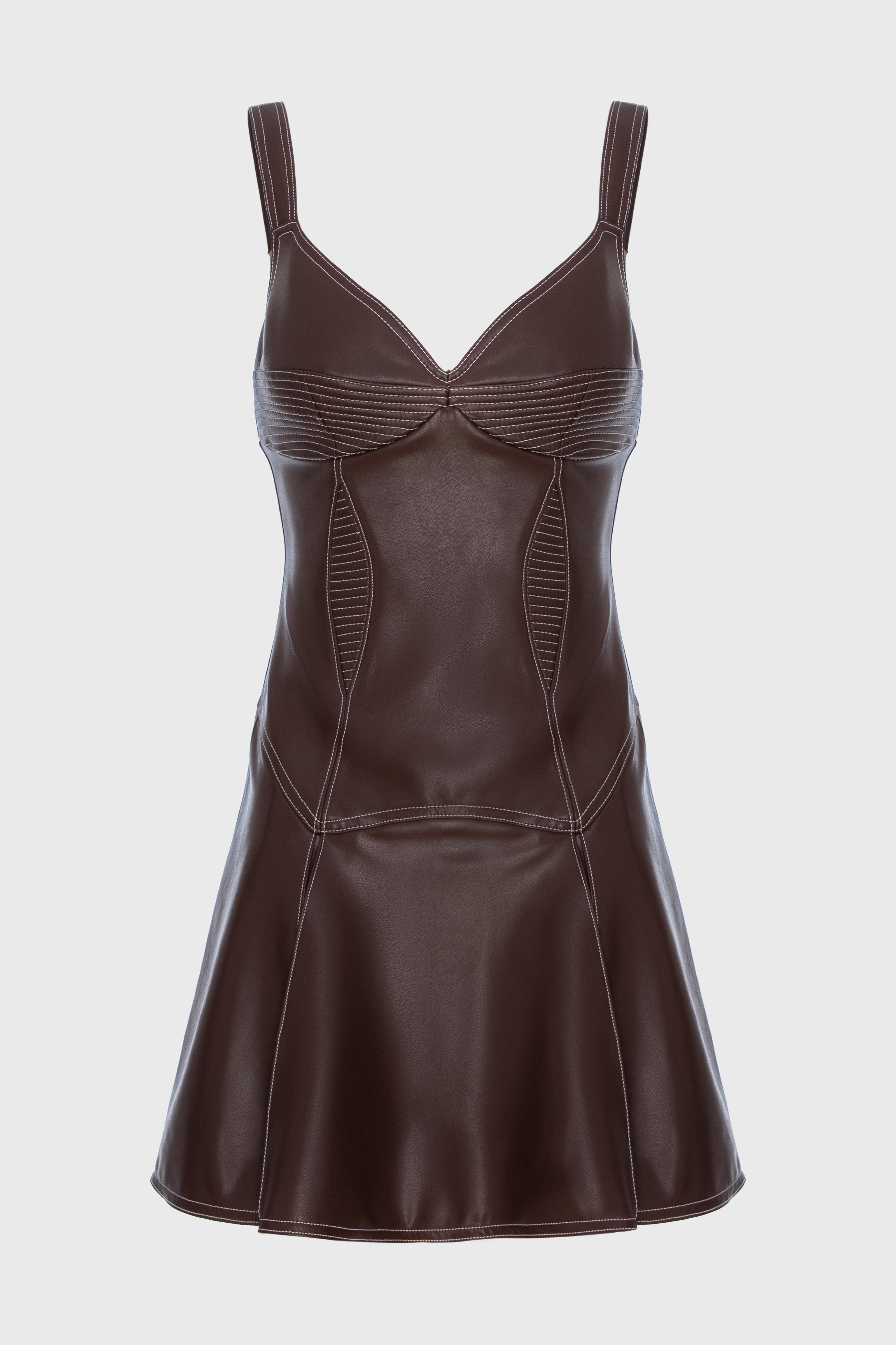 Rochie mini maro din piele Haze