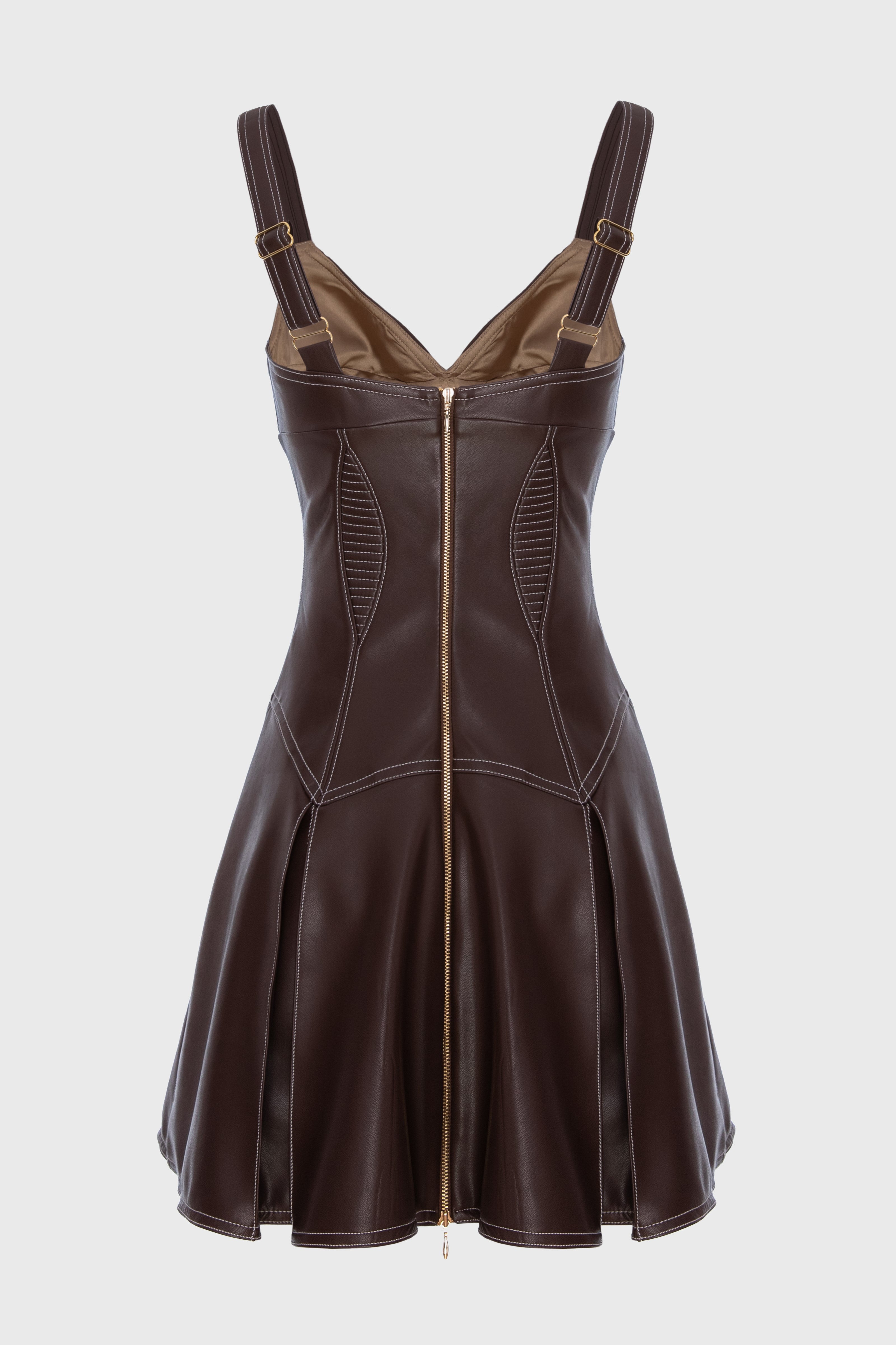 Rochie mini maro din piele Haze