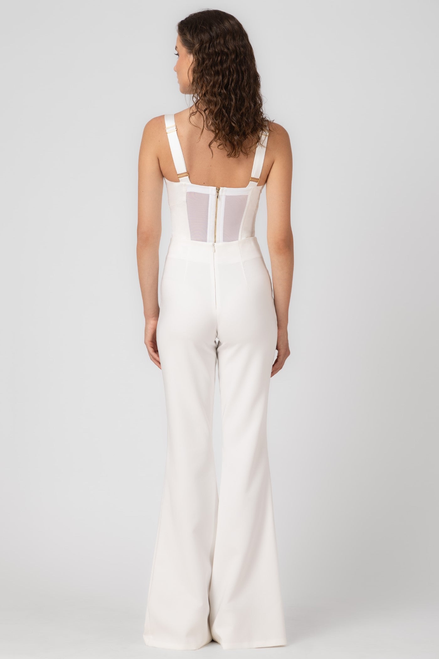 Pantaloni albi lungi evazati Snap