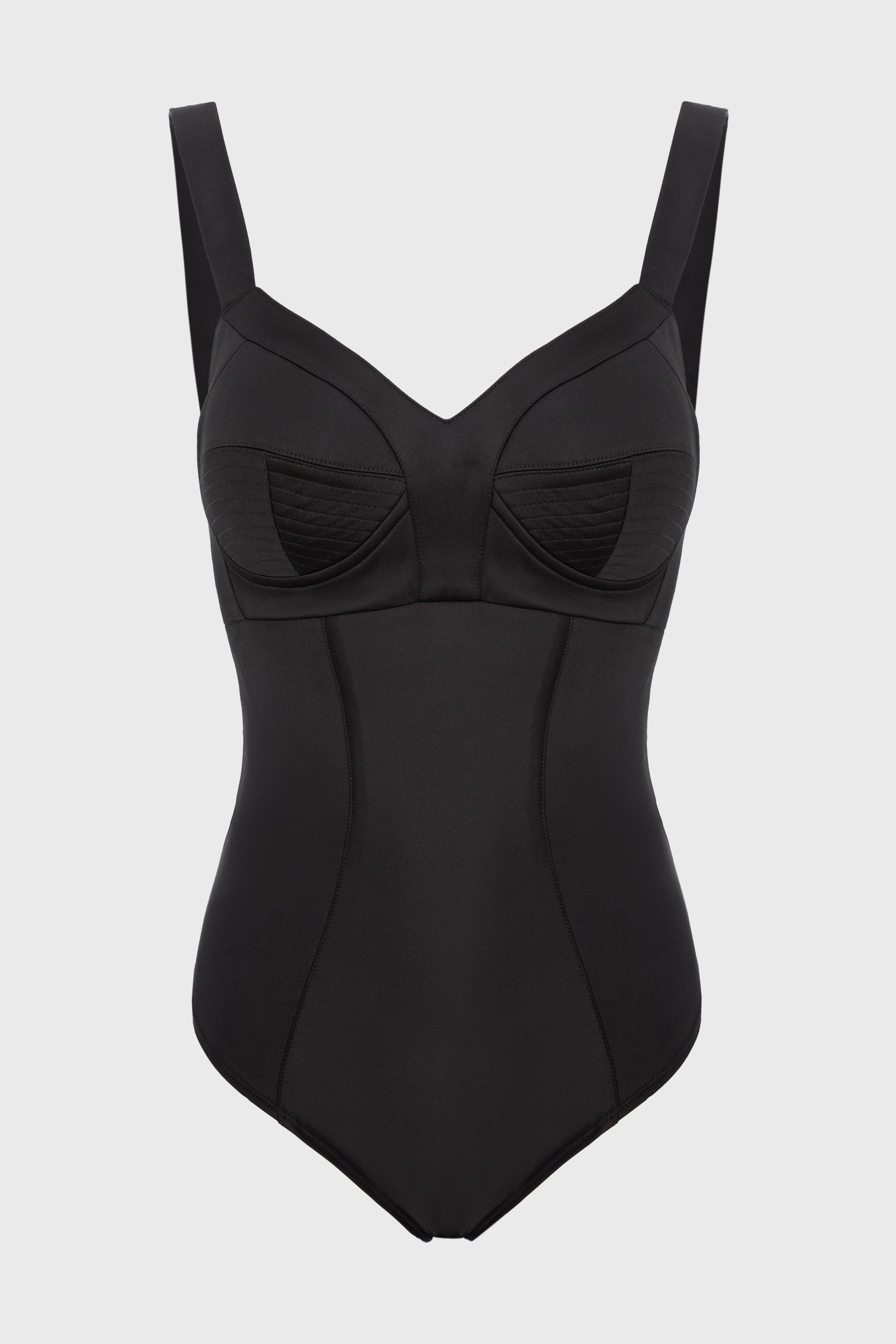 Body negru din satin elastic Sculpt