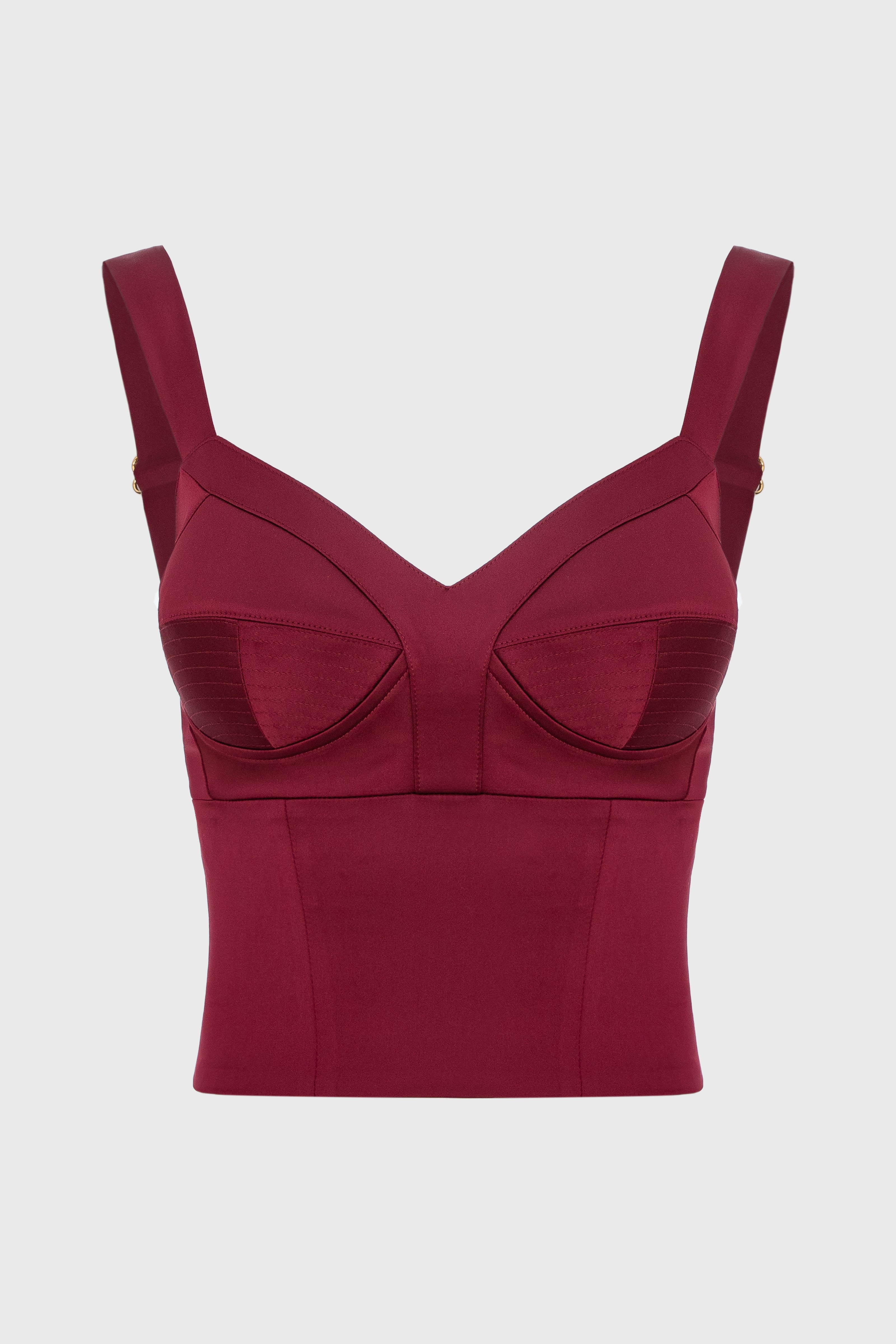 Corset rosu burgund din satin elastic Sculpt