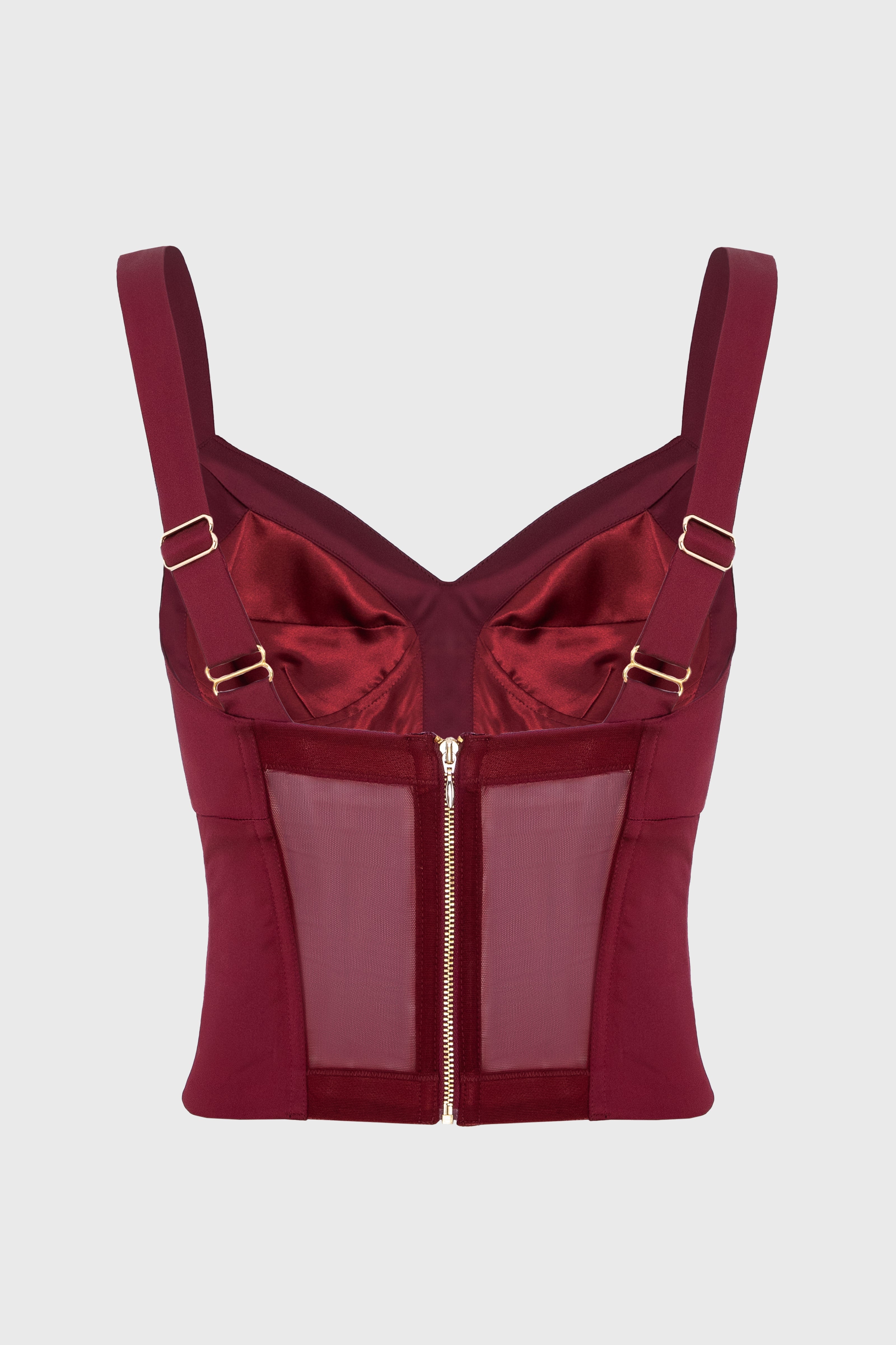 Corset rosu burgund din satin elastic Sculpt