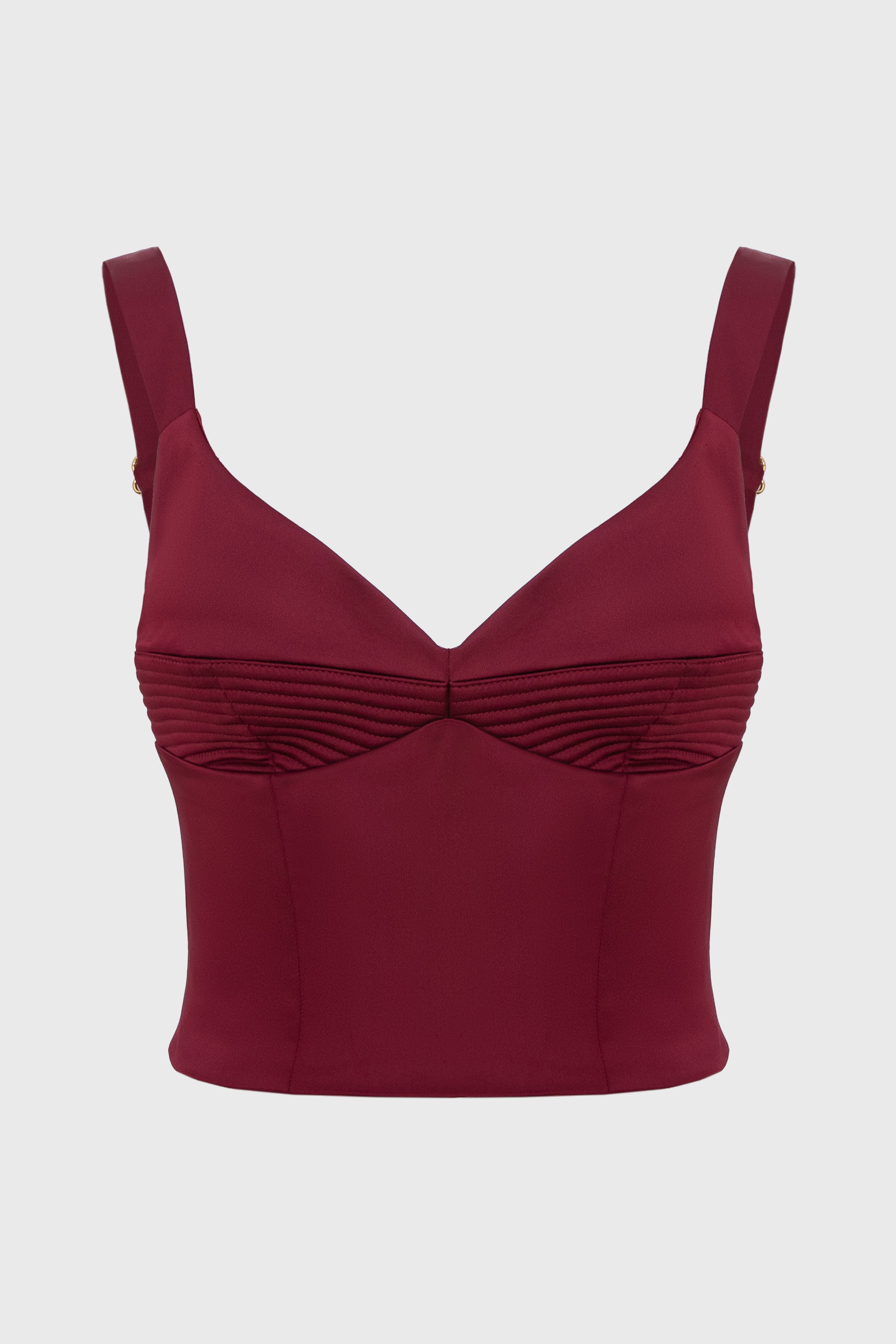 Corset rosu burgund din satin elastic Haze