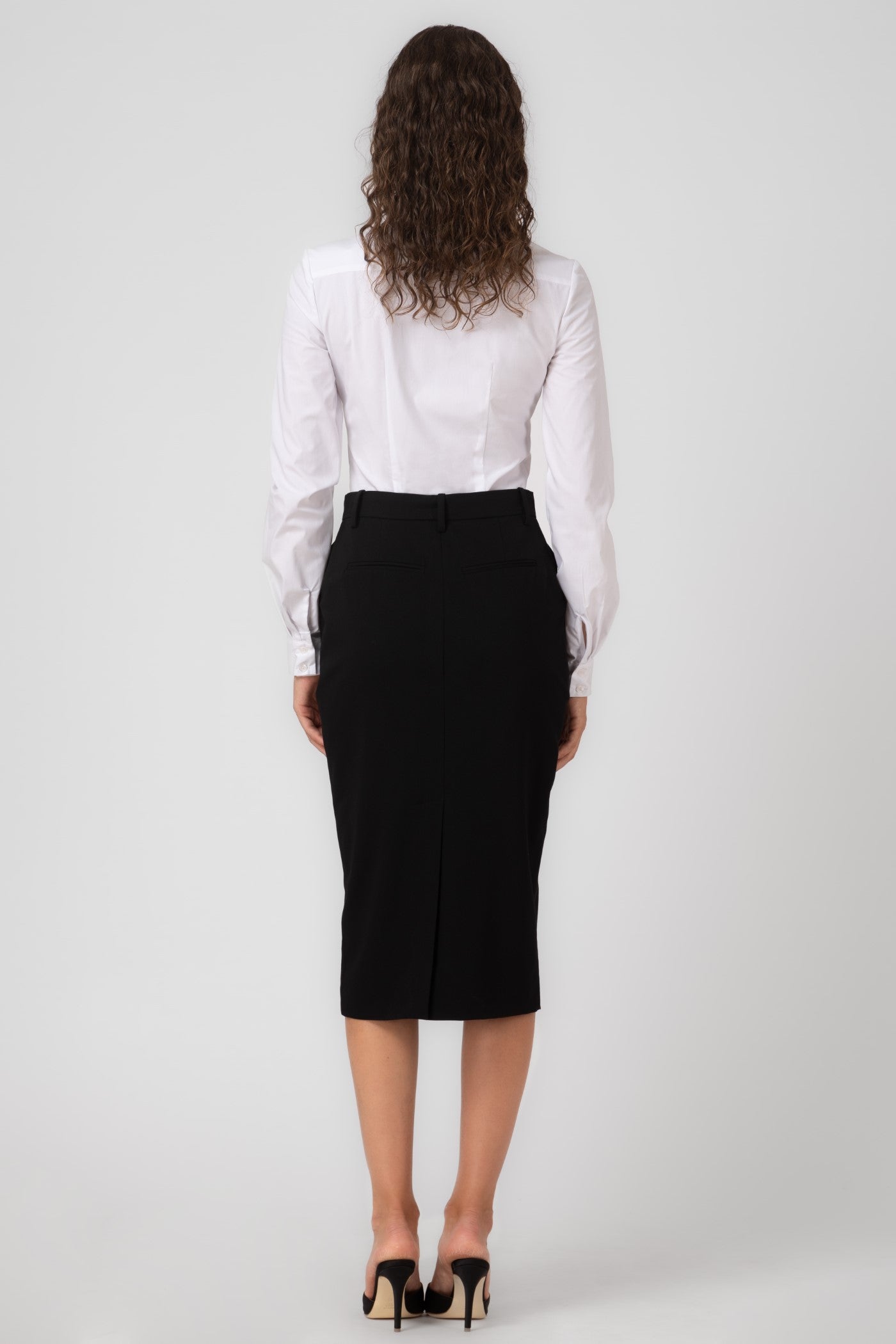 Fusta midi neagra cu buzunare Formal