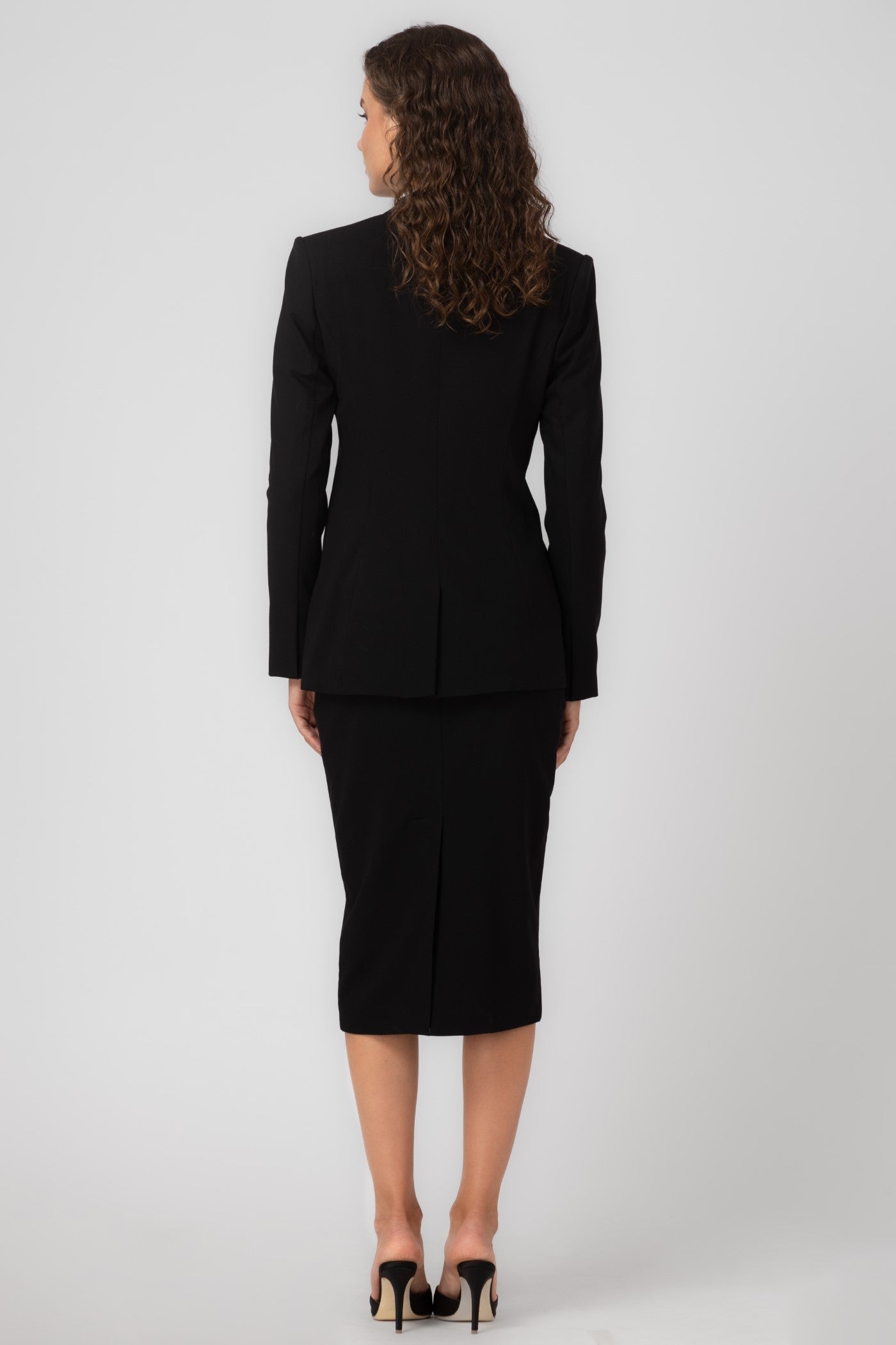 Fusta midi neagra cu buzunare Formal
