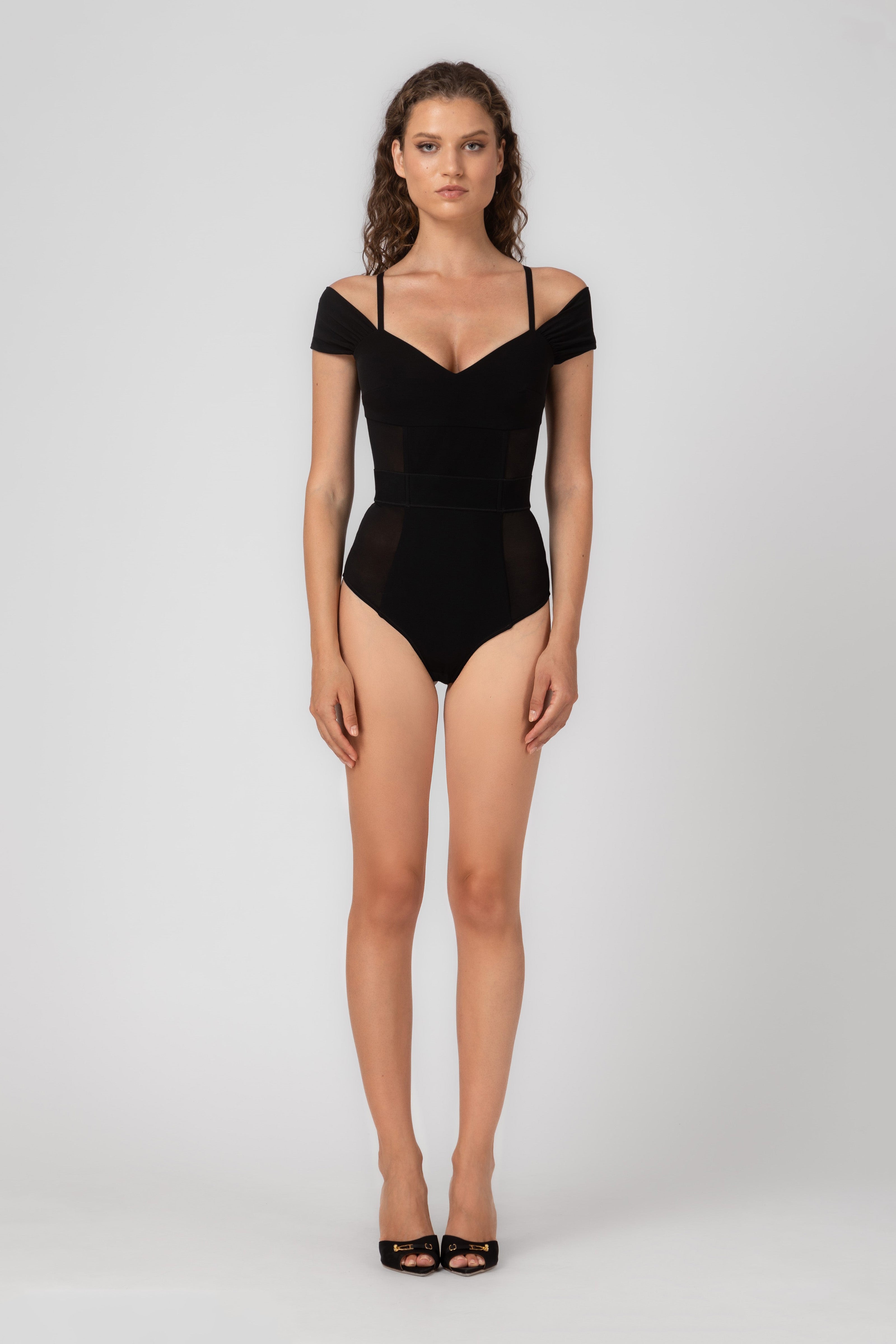 Body negru din microfibra si tul Stark