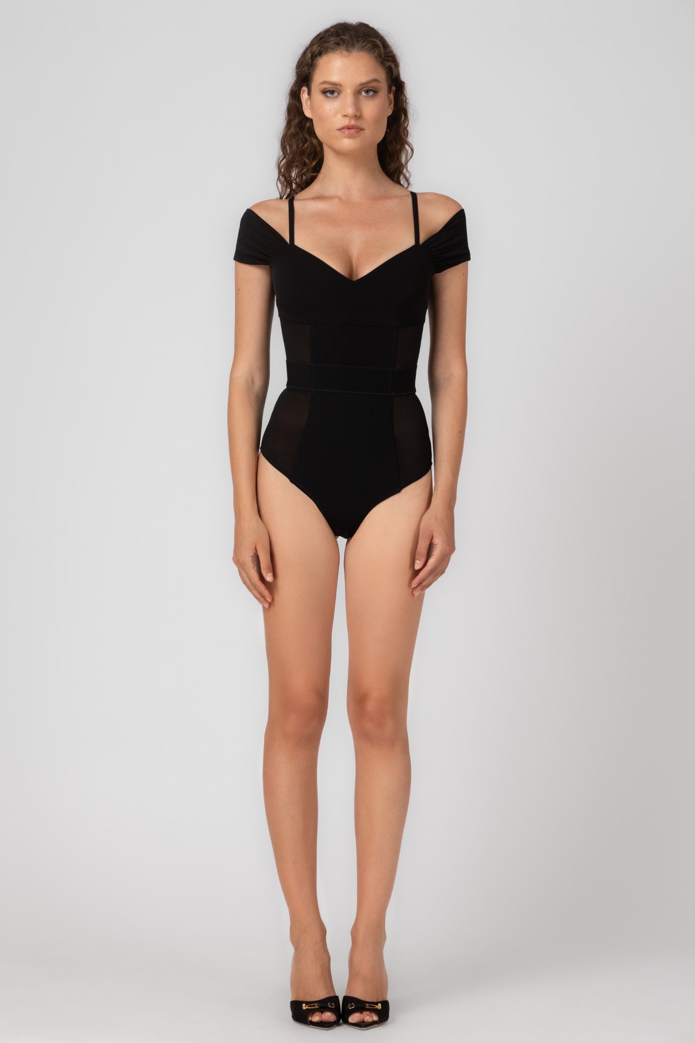 Body negru din microfibra si tulle Stark