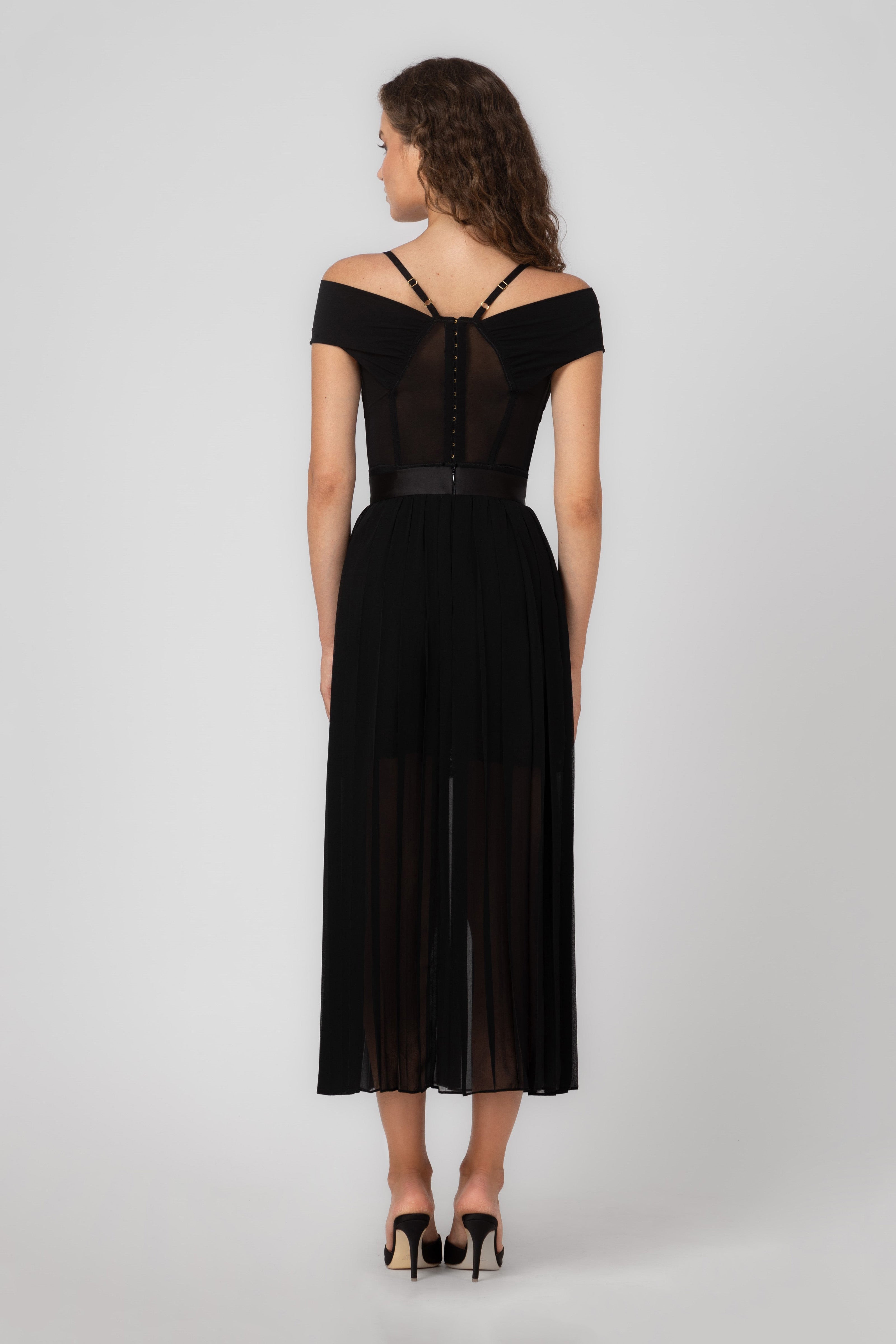 Body negru din microfibra si tul Stark