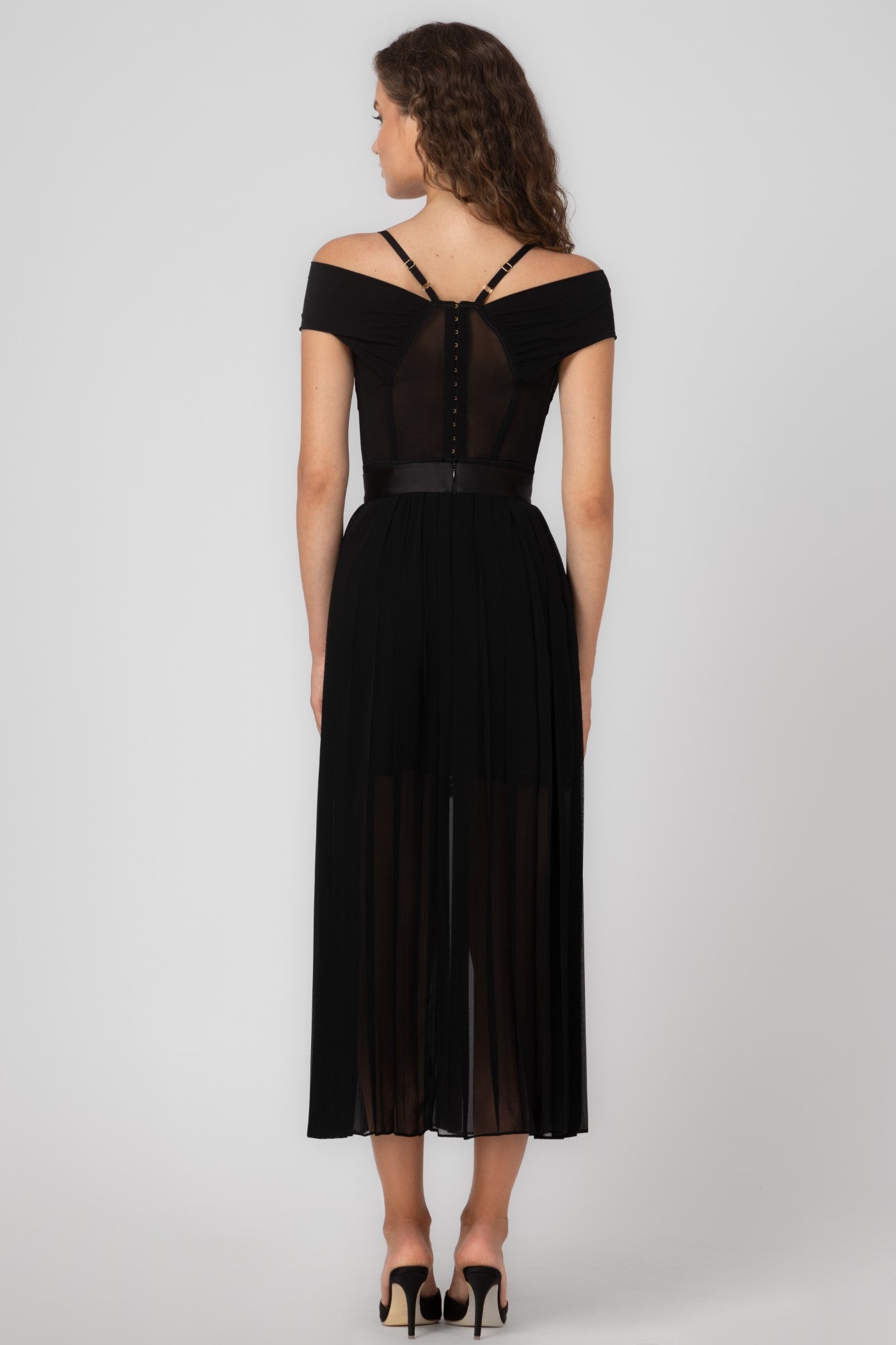 Body negru din microfibra si tulle Stark