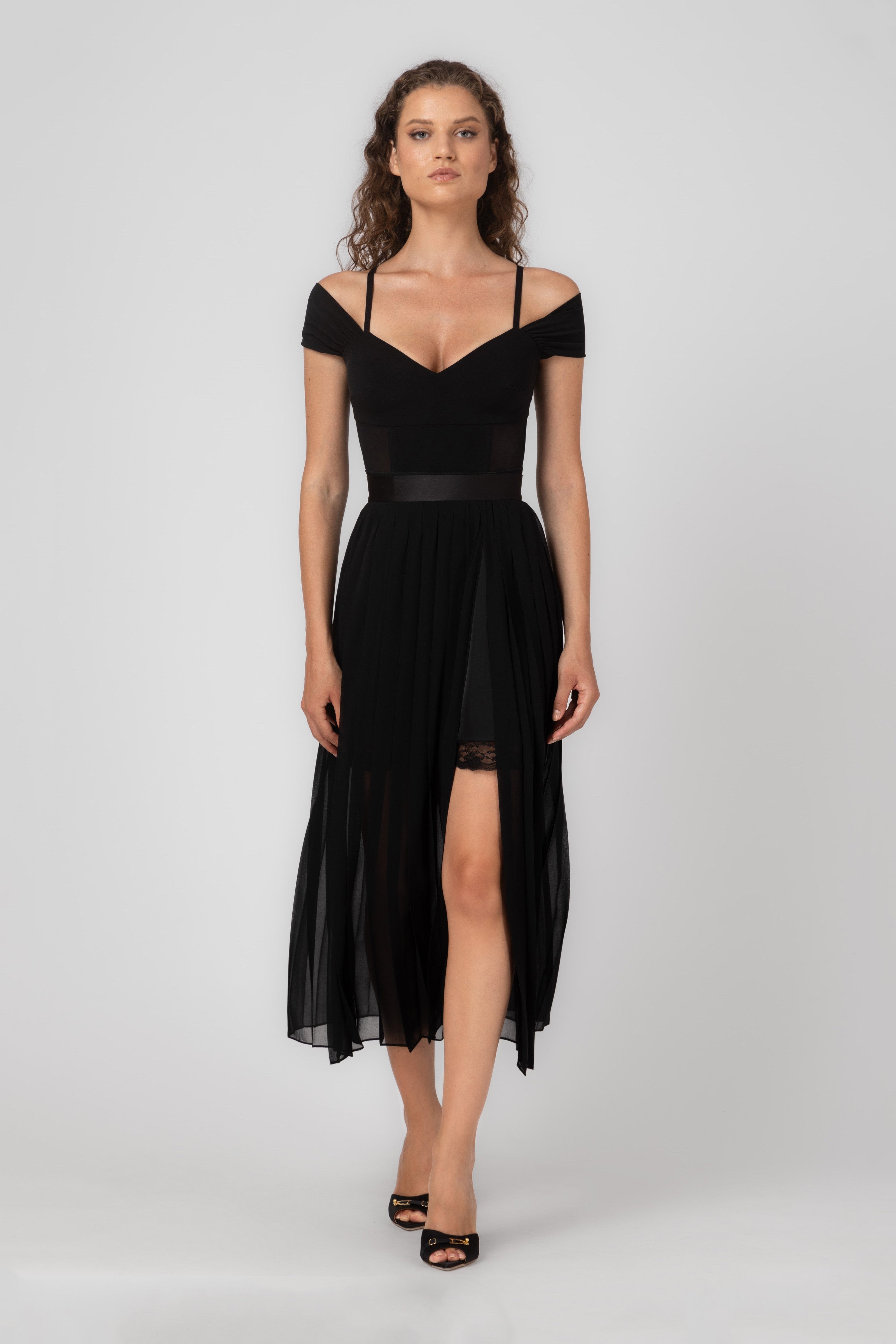 Body negru din microfibra si tul Stark