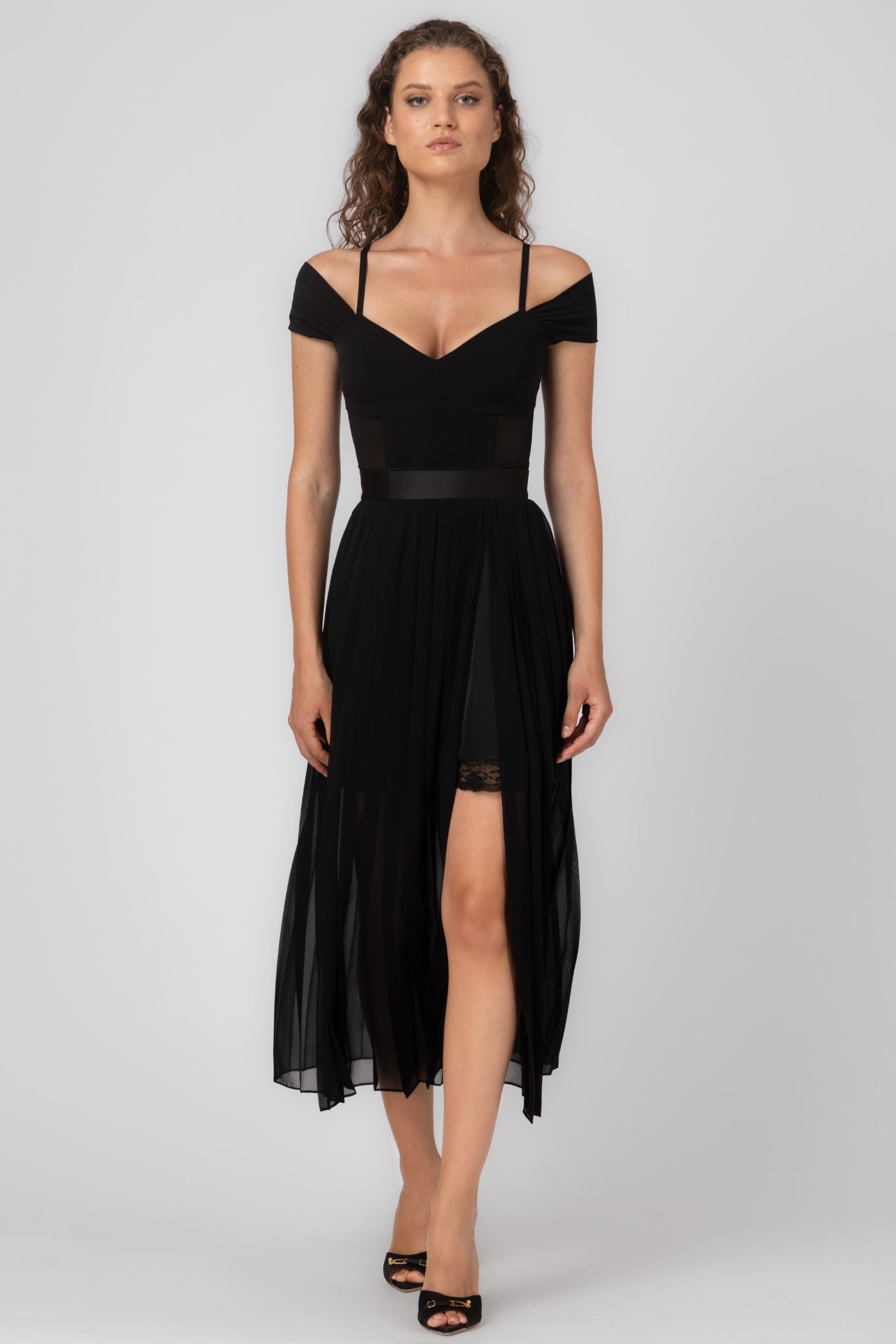 Body negru din microfibra si tulle Stark