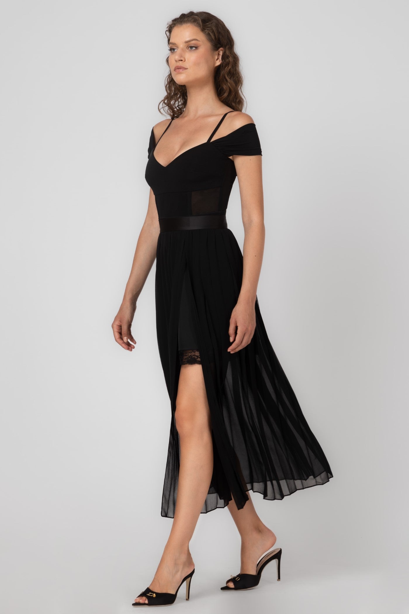 Body negru din microfibra si tulle Stark