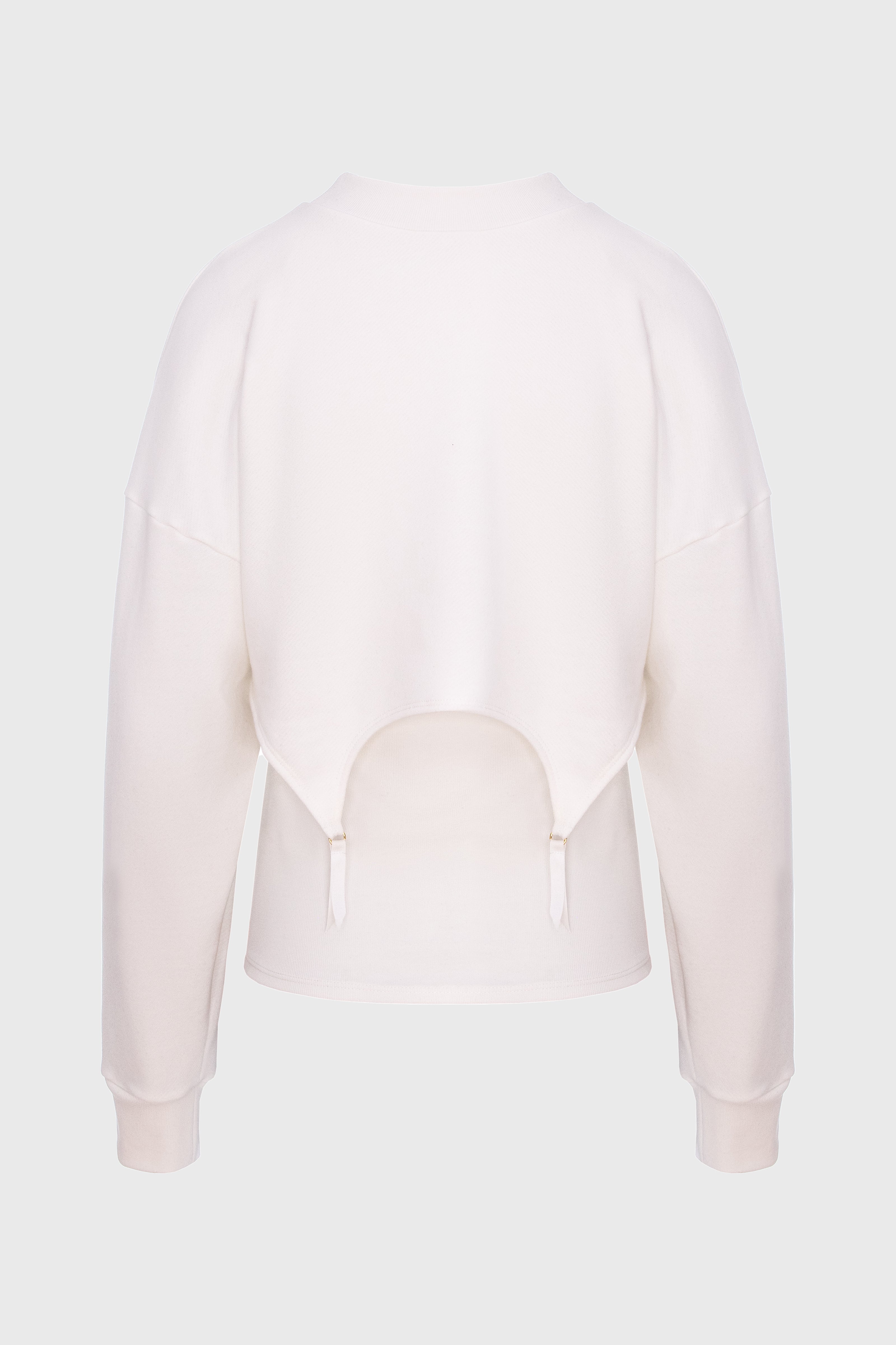 Hanorac alb scurt din bumbac si modal Garter