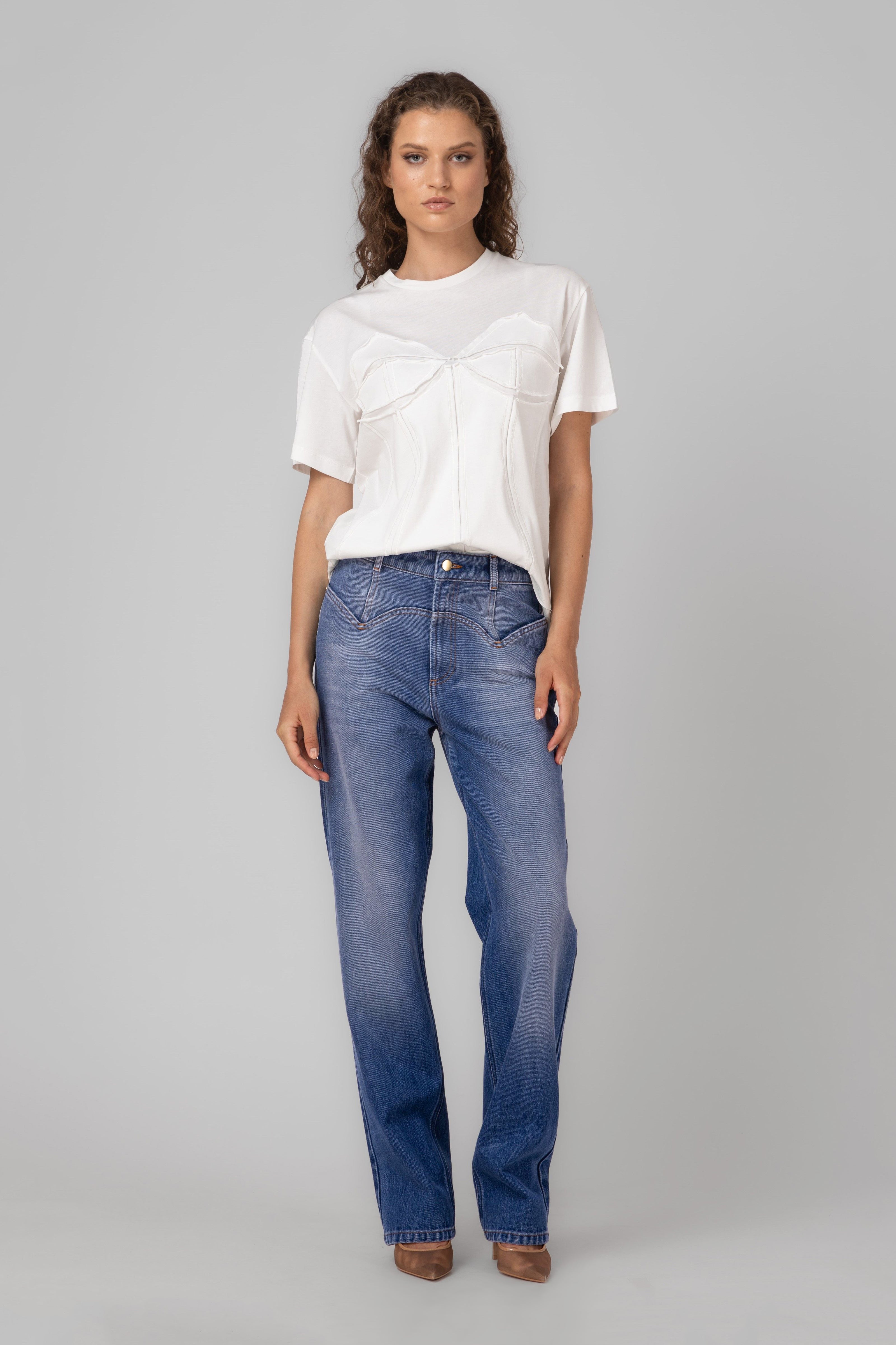 Tricou alb din bumbac organic Deconstructed