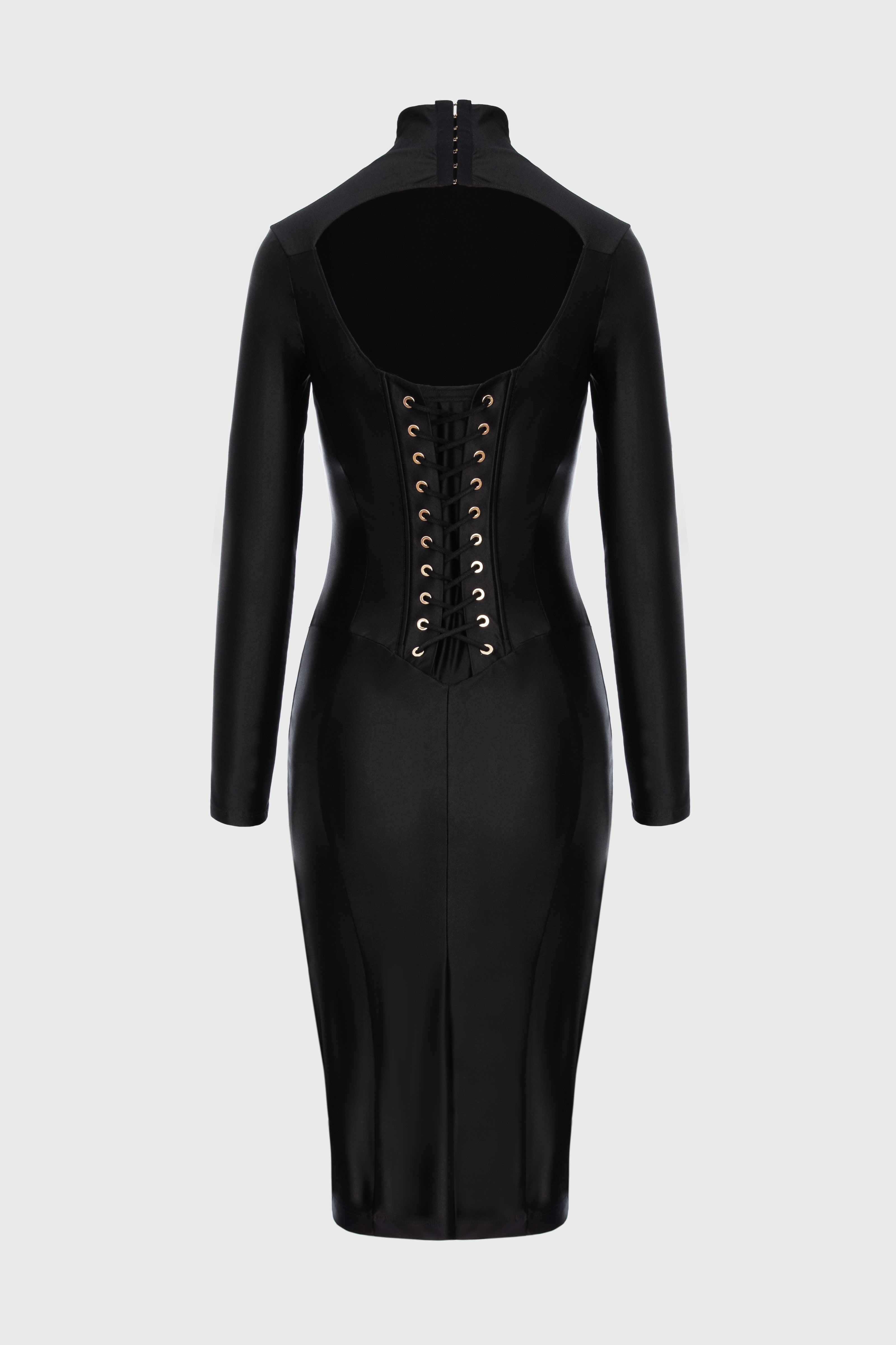 Rochie neagra cu inchidere tip corset Cast