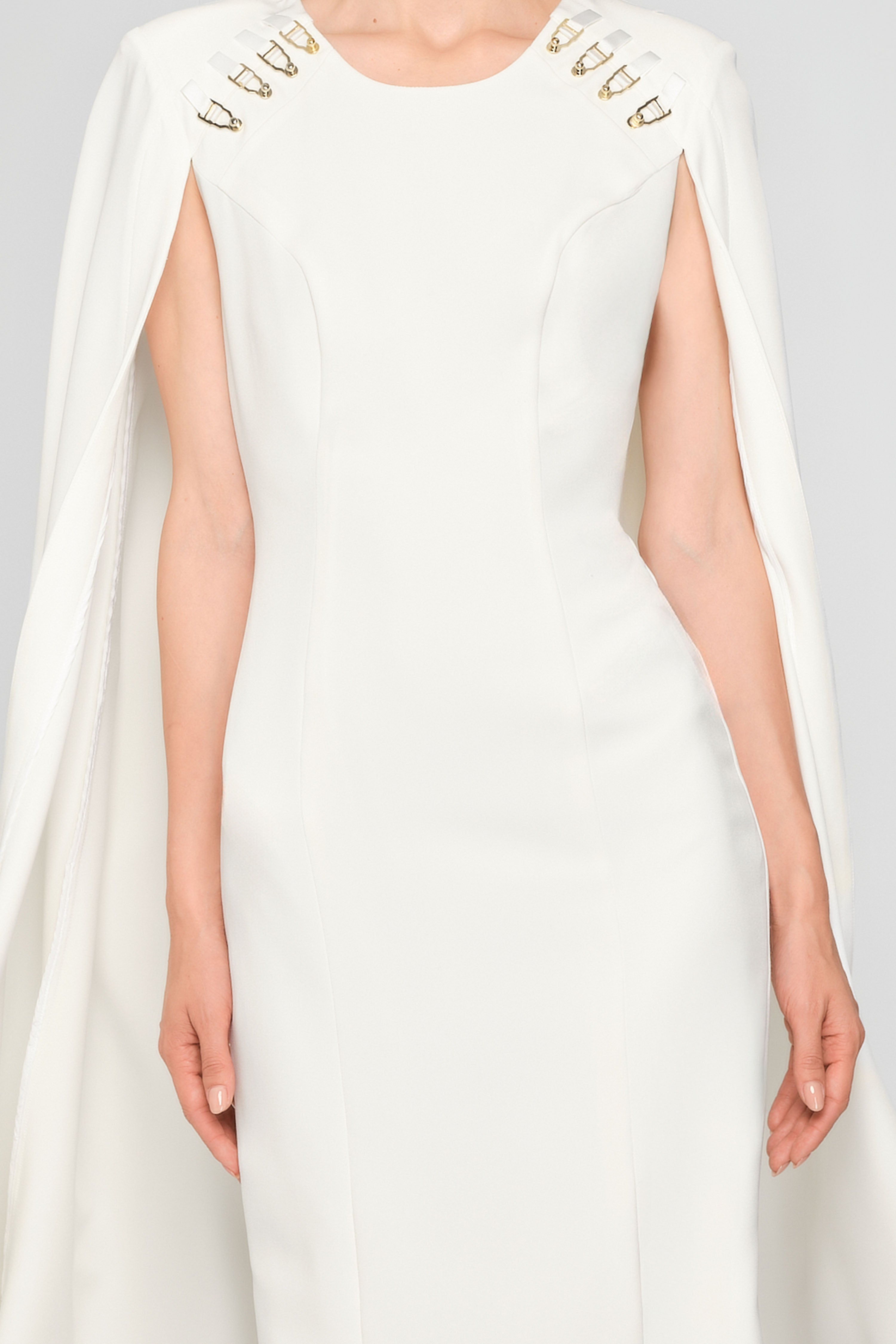 Rochie midi alba cu capa Mantle