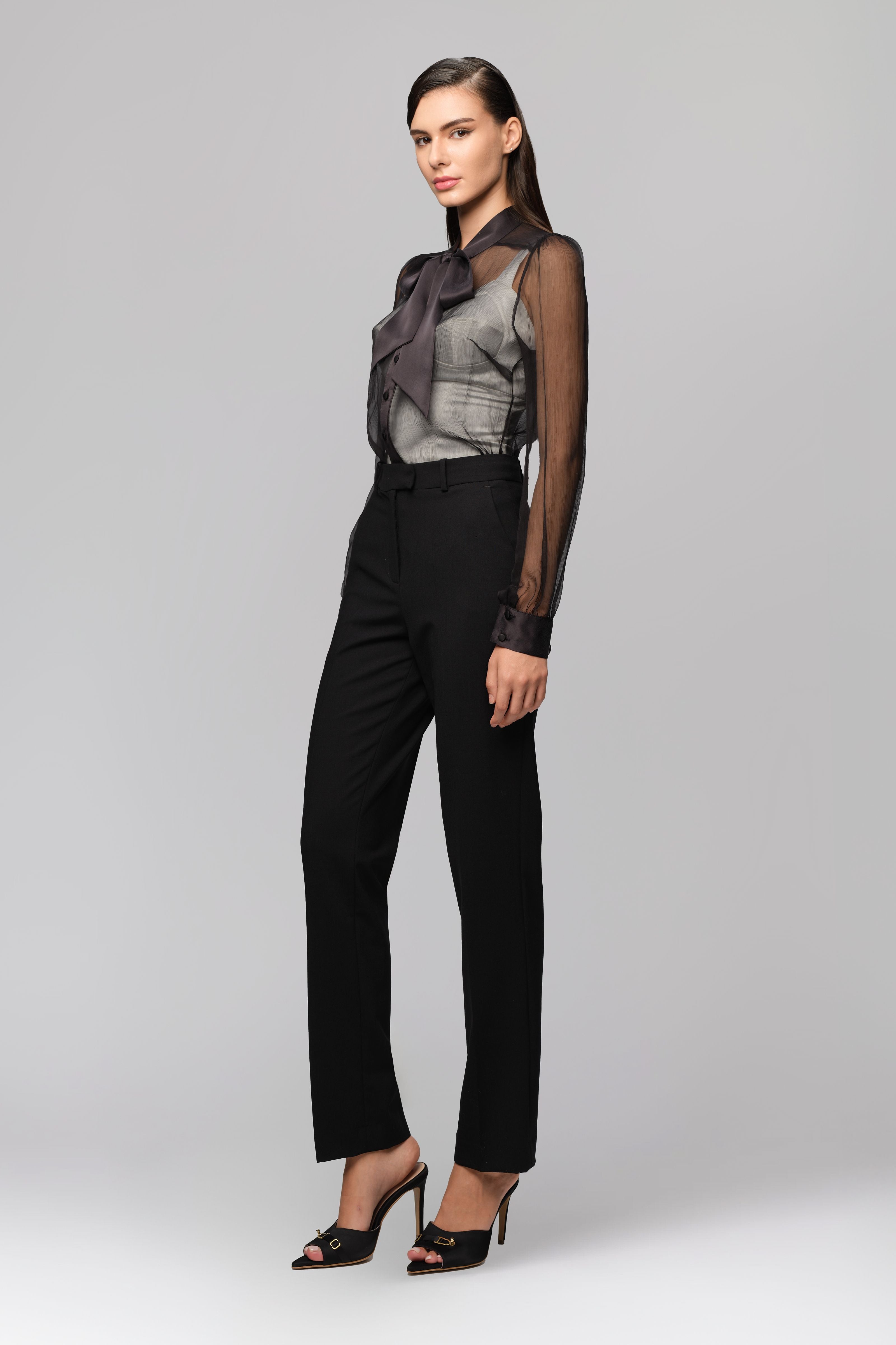 Camasa neagra din matase naturala Breeze