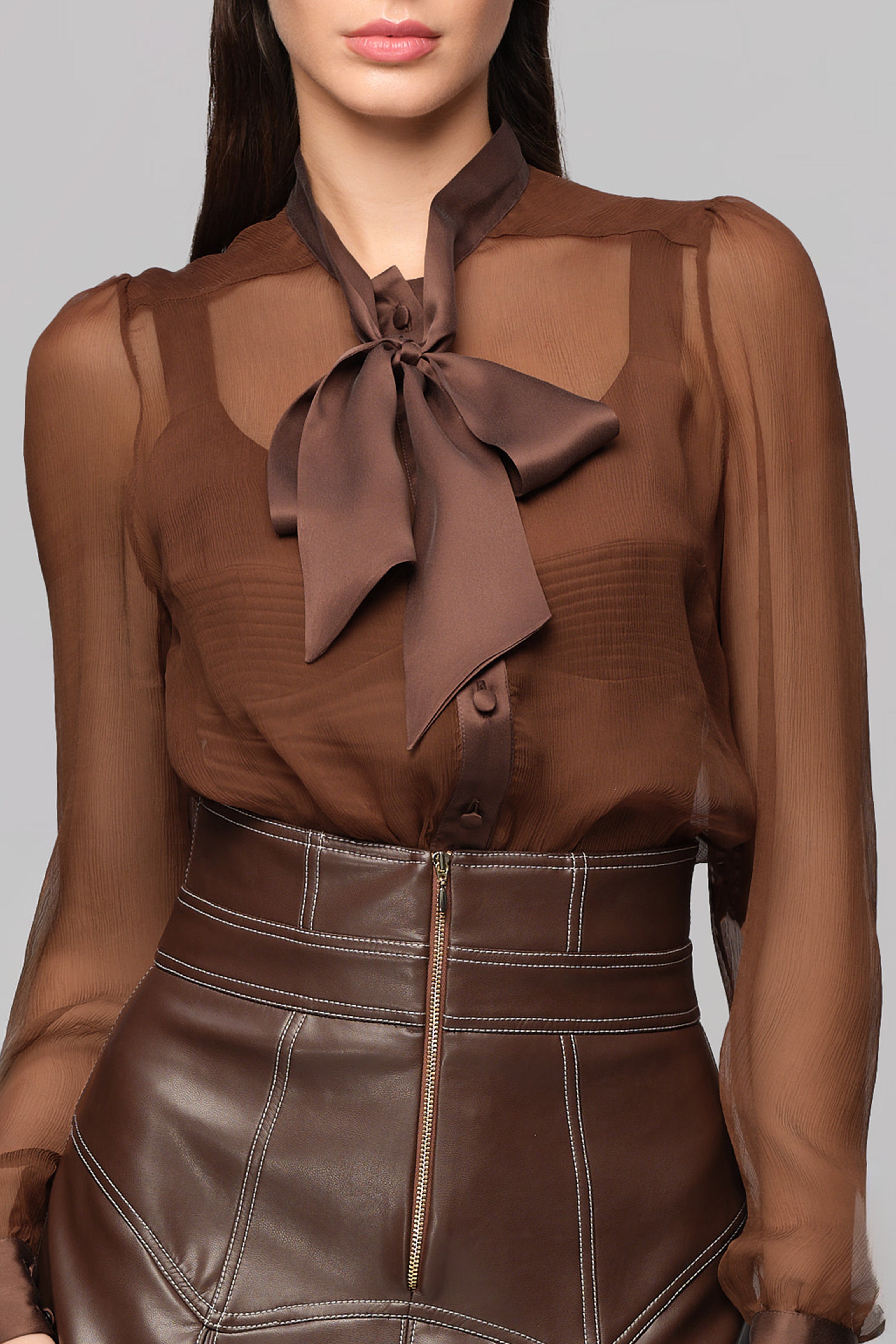 Camasa maro din matase naturala Breeze