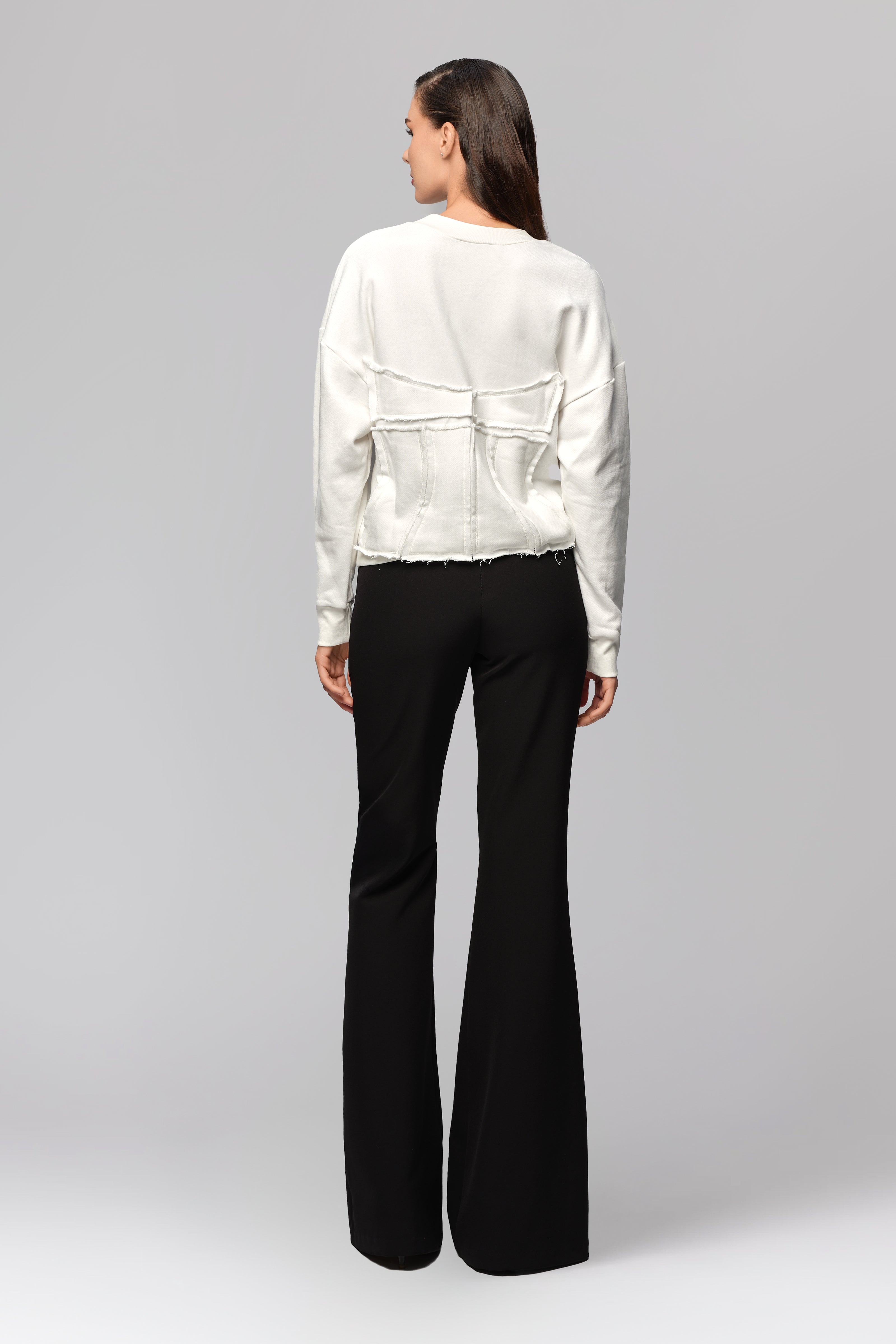 Hanorac alb din bumbac si modal Deconstructed