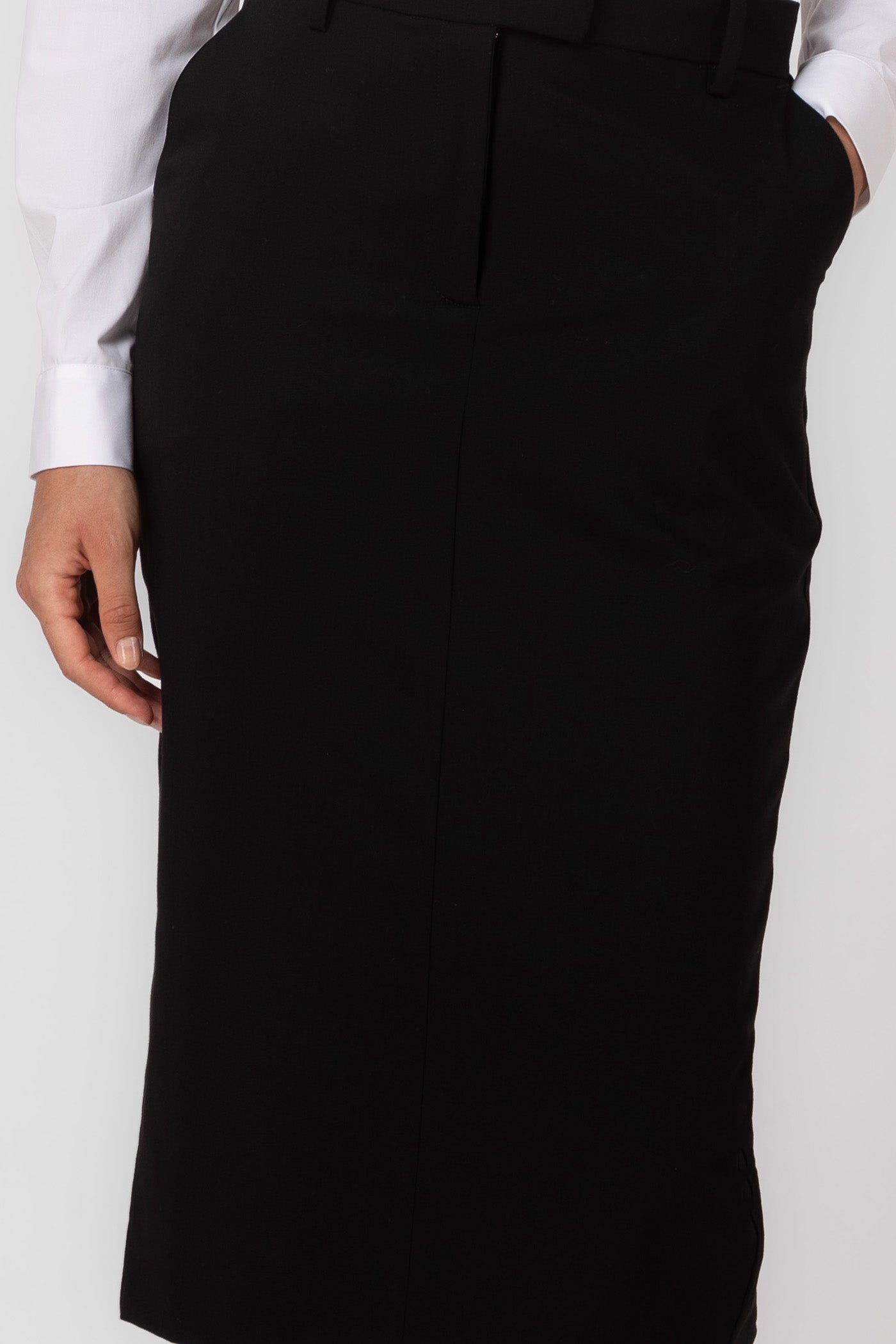 Fusta midi neagra cu buzunare Formal