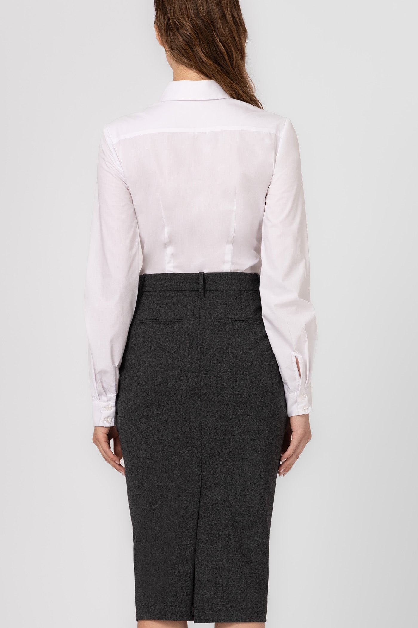 Fusta midi gri din lana Formal