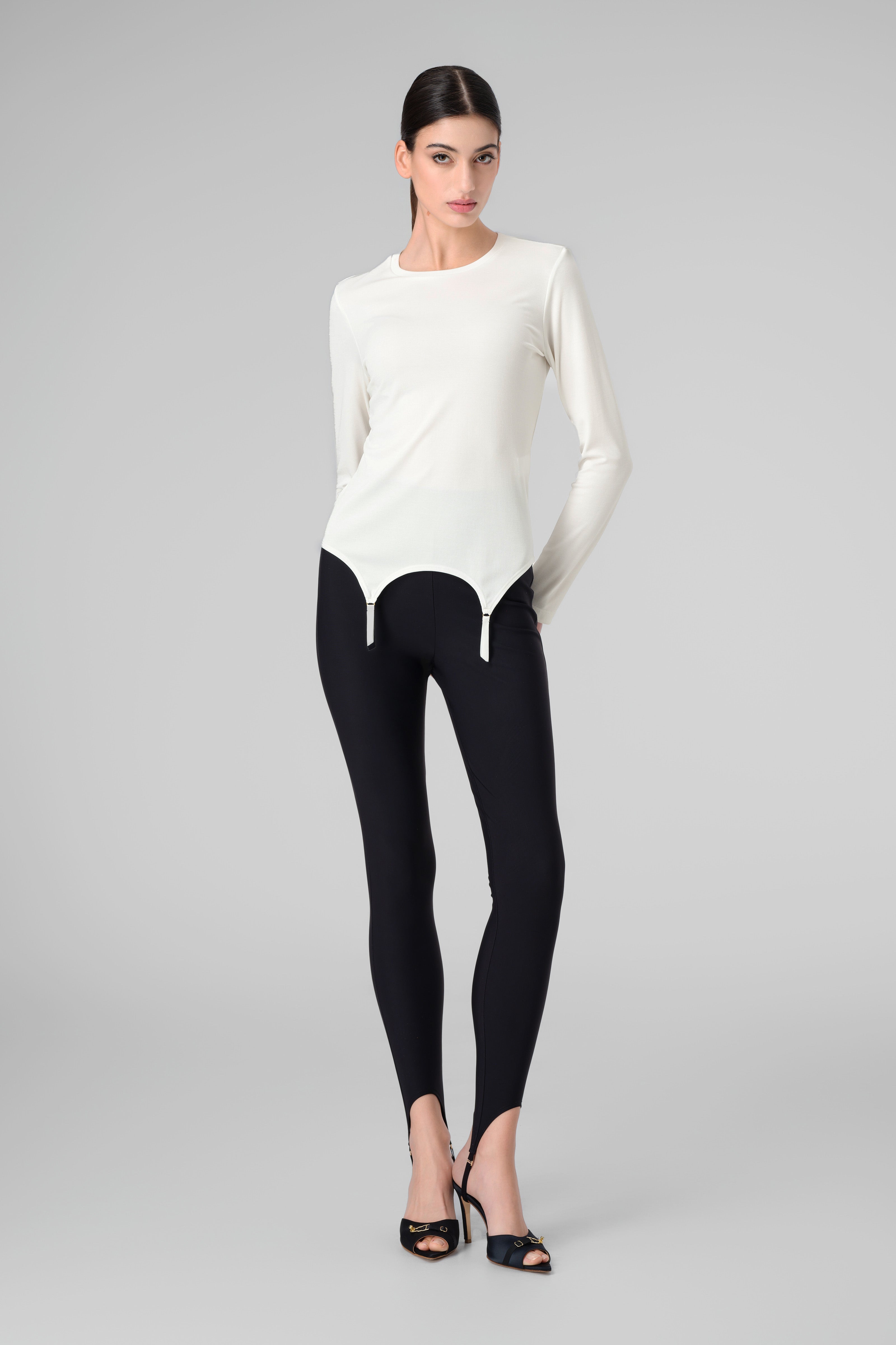 Bluza alba modal premium cu suspendere Garter