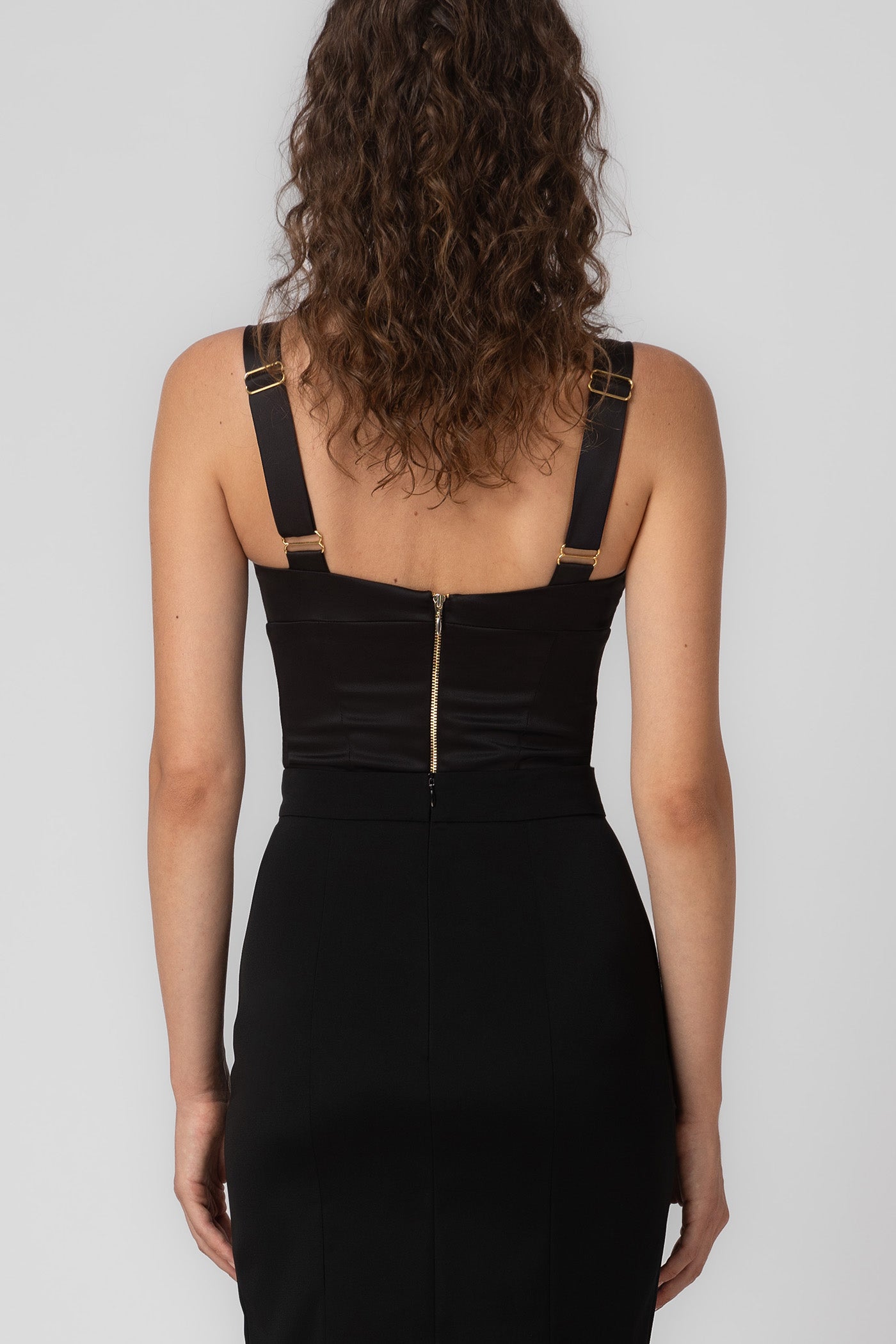 Corset negru din satin elastic Haze