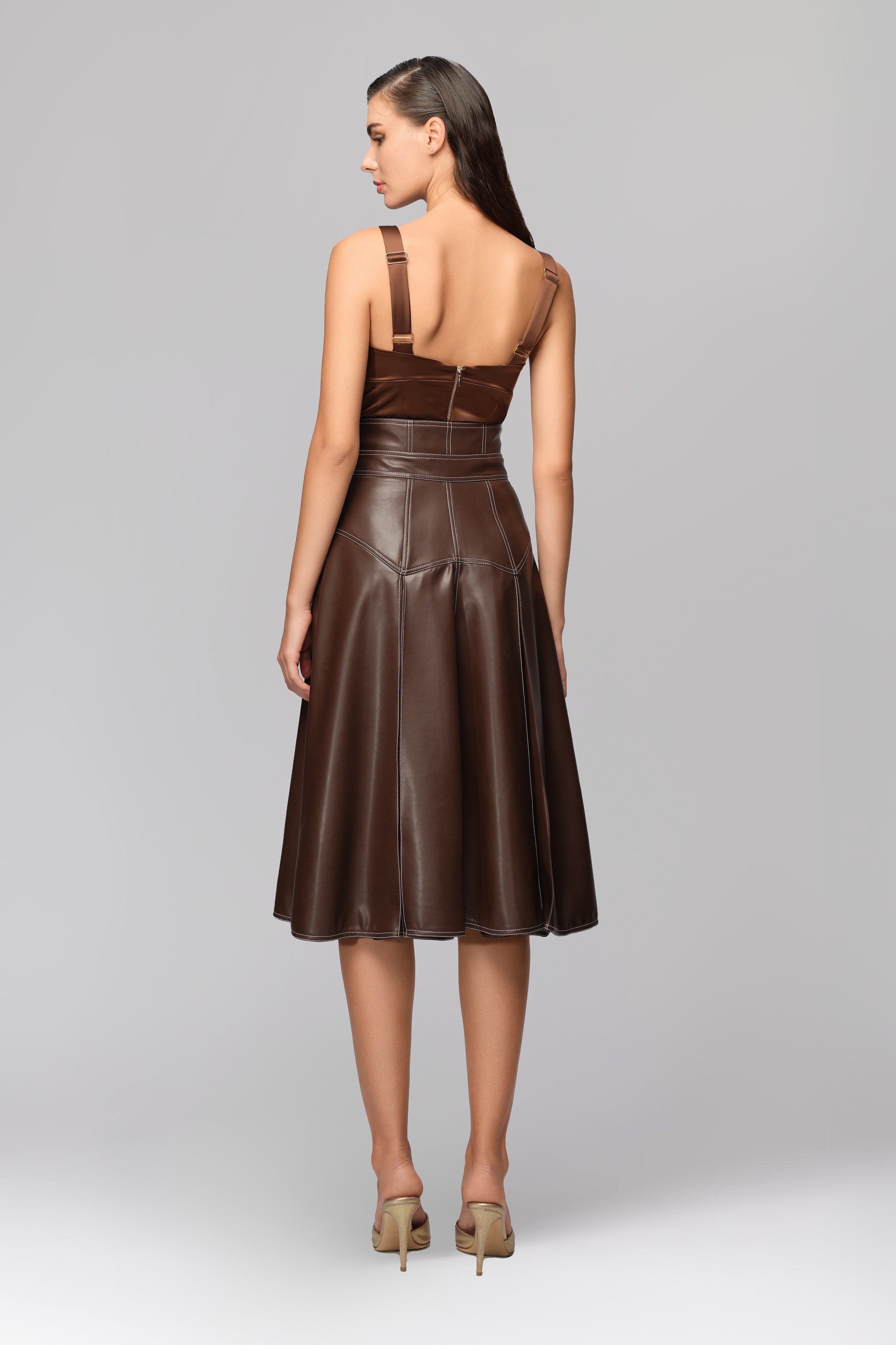 Corset maro din satin elastic Haze