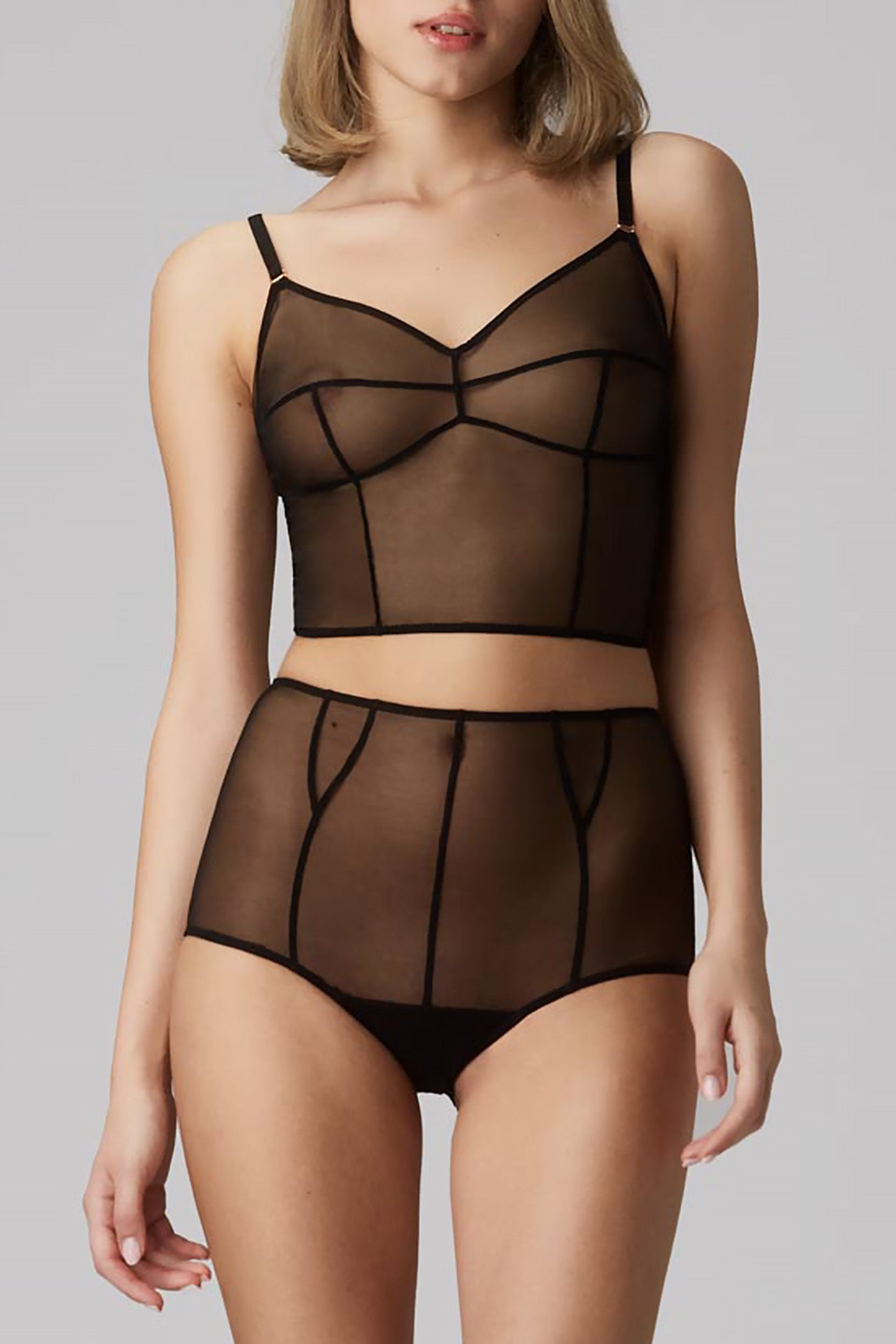 Chilot negru din tul elastic transparent Haze