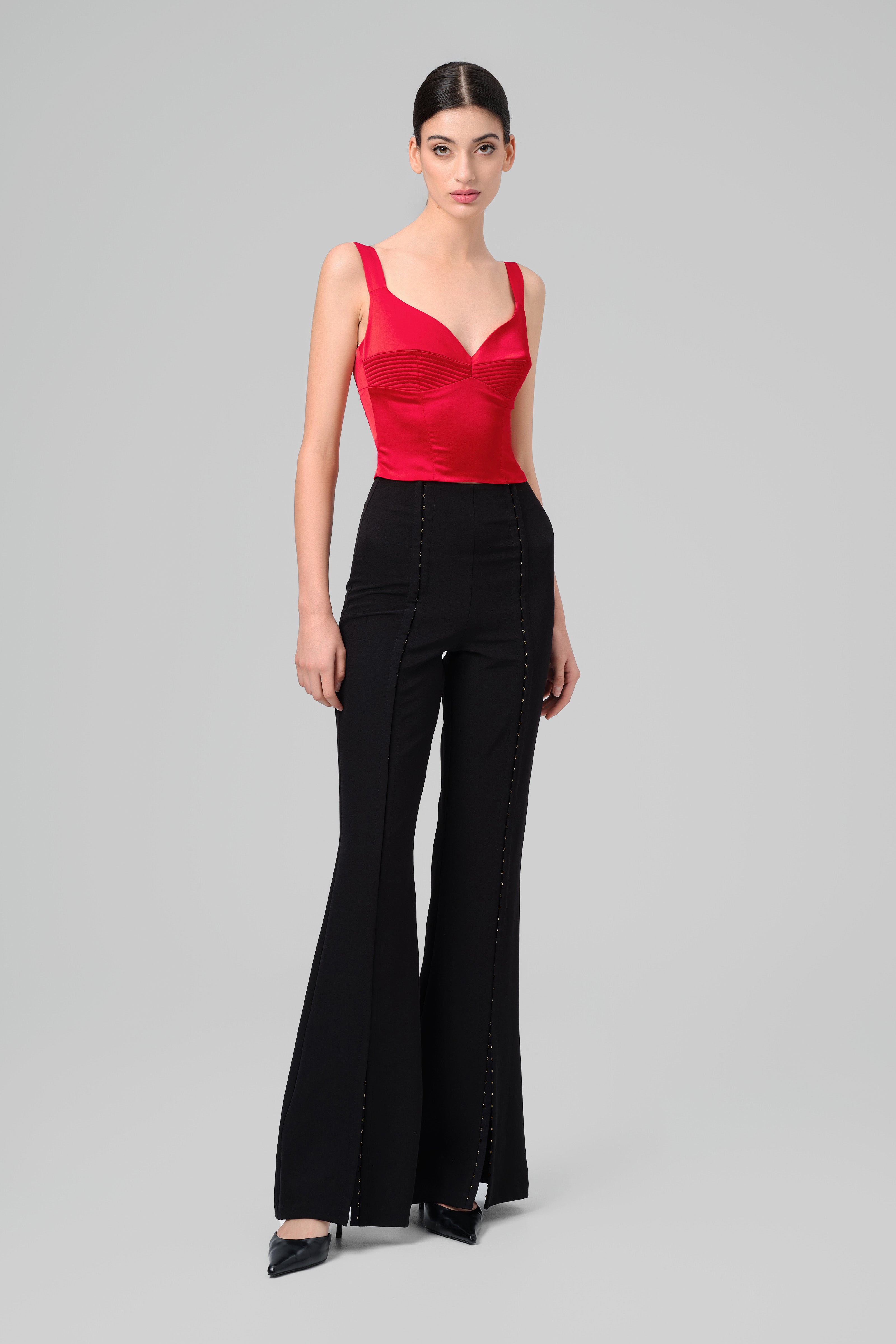 Corset rosu din satin elastic Haze
