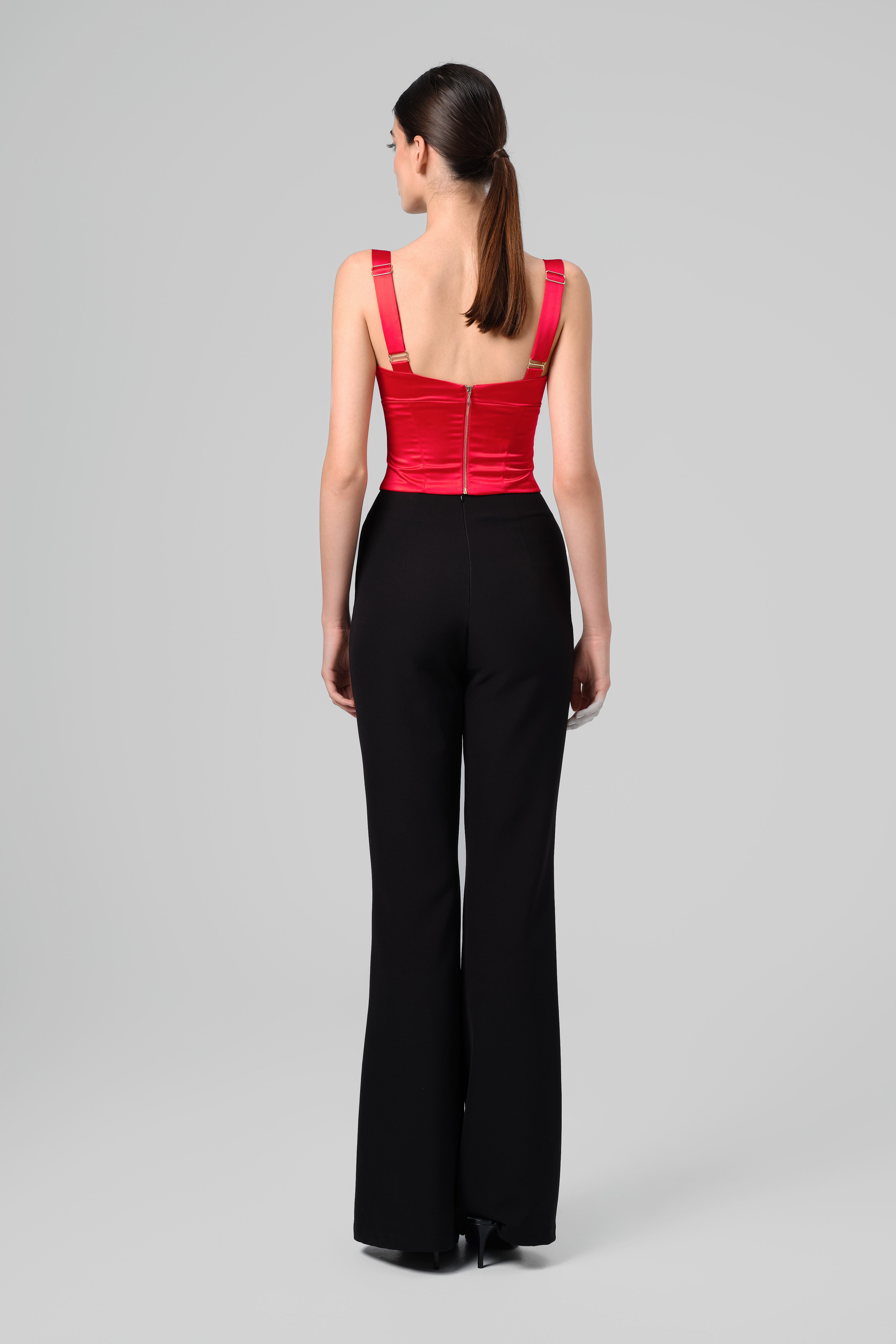 Corset rosu din satin elastic Haze