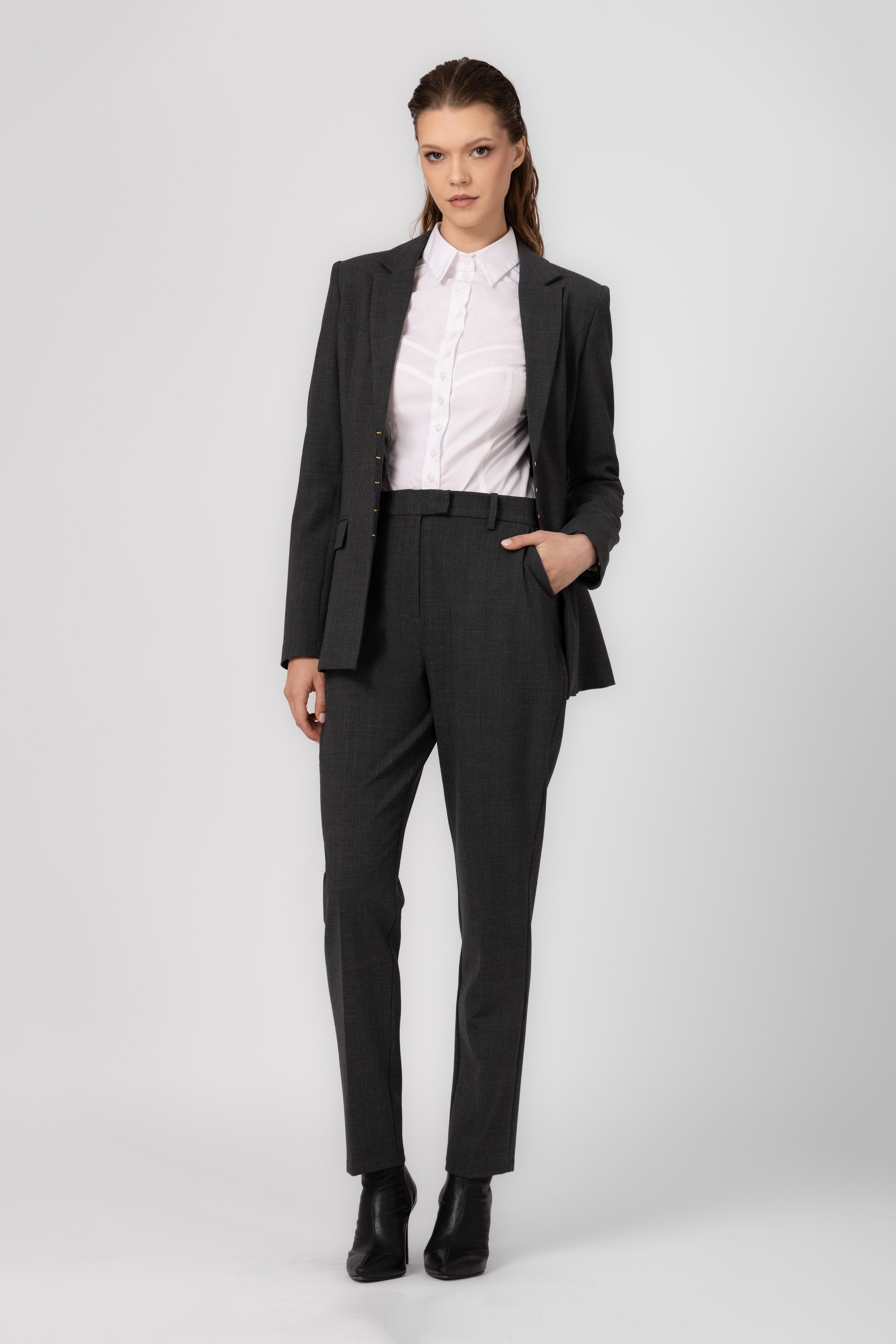 Pantaloni clasici gri din lana Formal