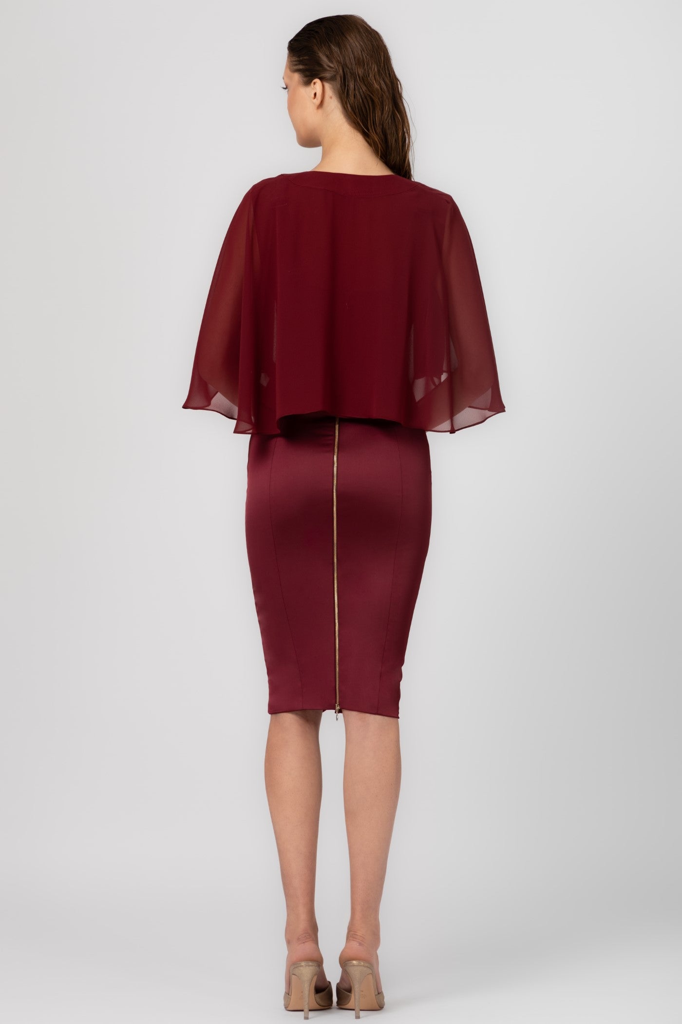 Capa rosu inchis din voal transparent Veil