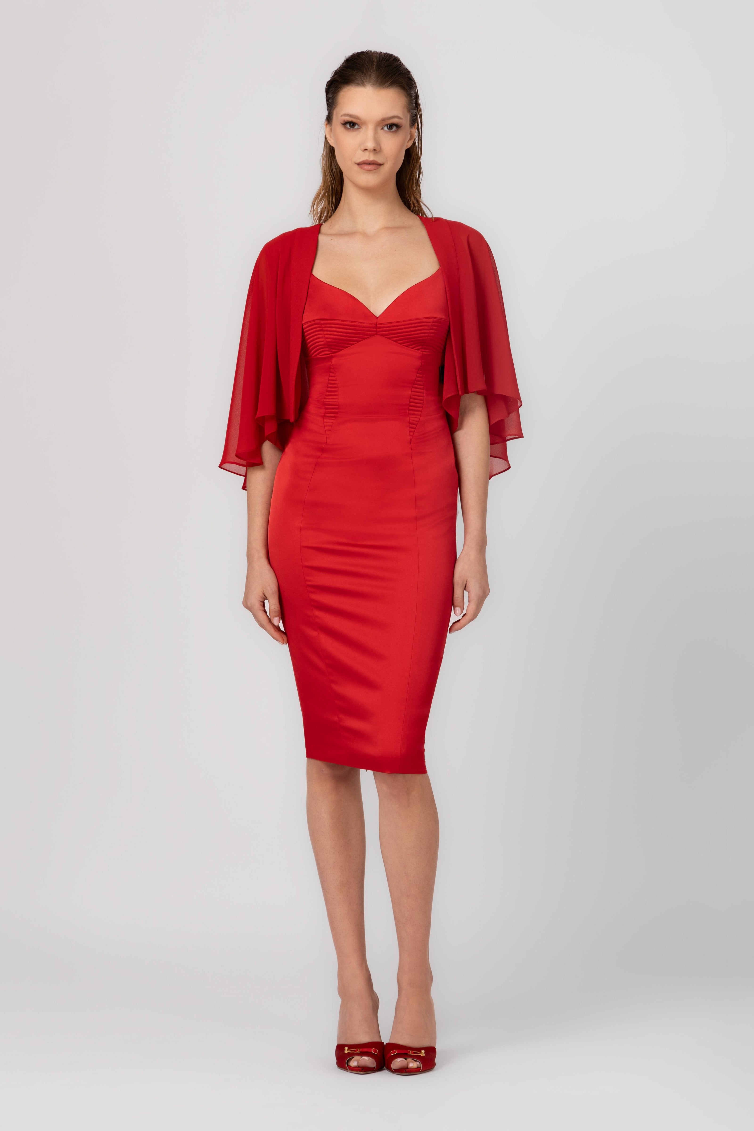 Capa rosie din voal transparent Veil