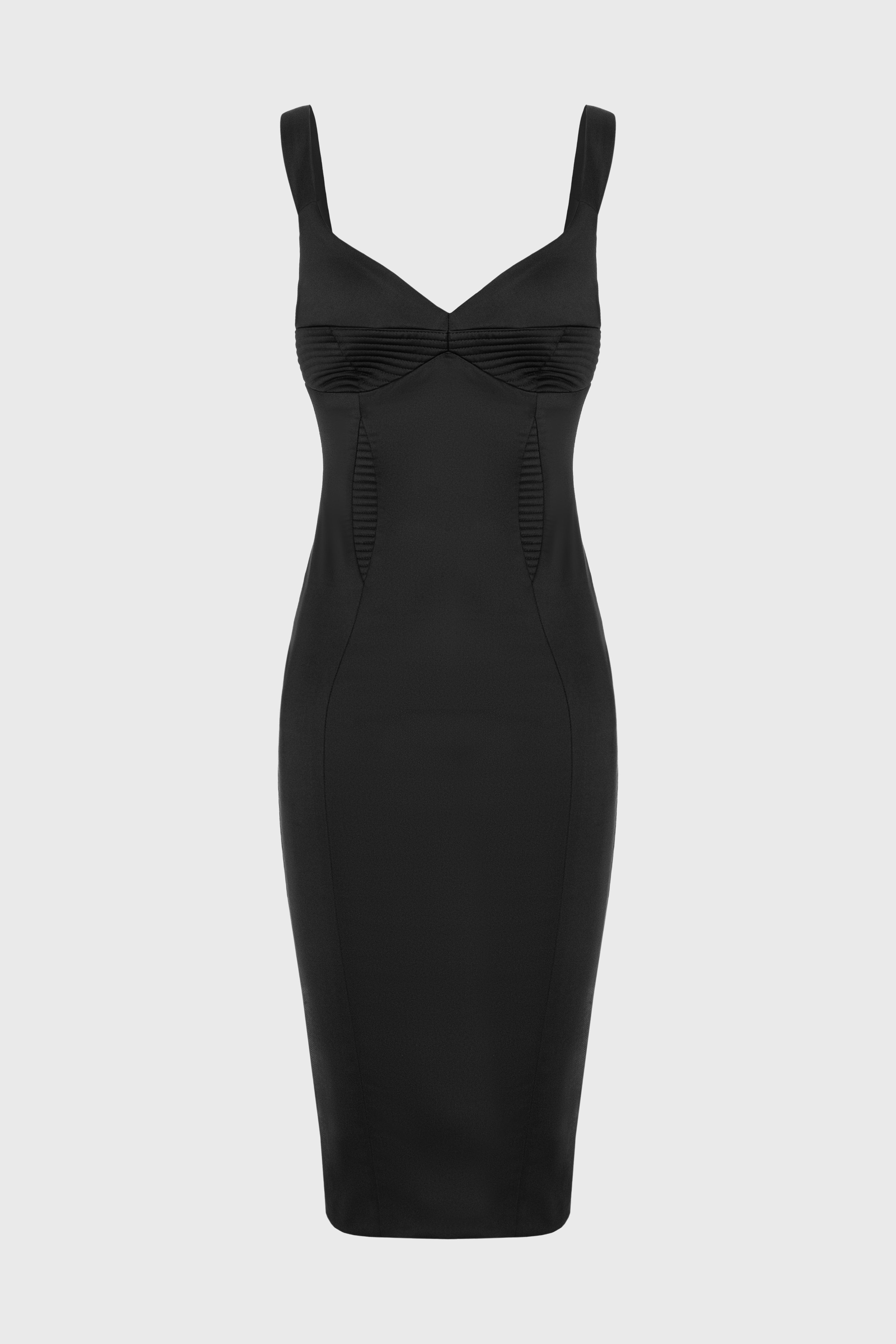 Rochie neagra din satin elastic Haze