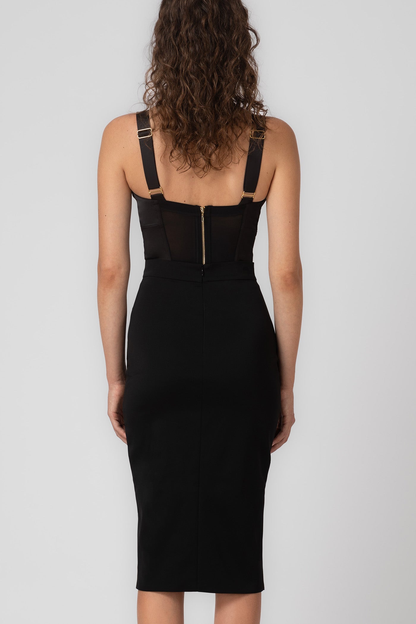 Fusta neagra mulata cu slit pe picior Ivy