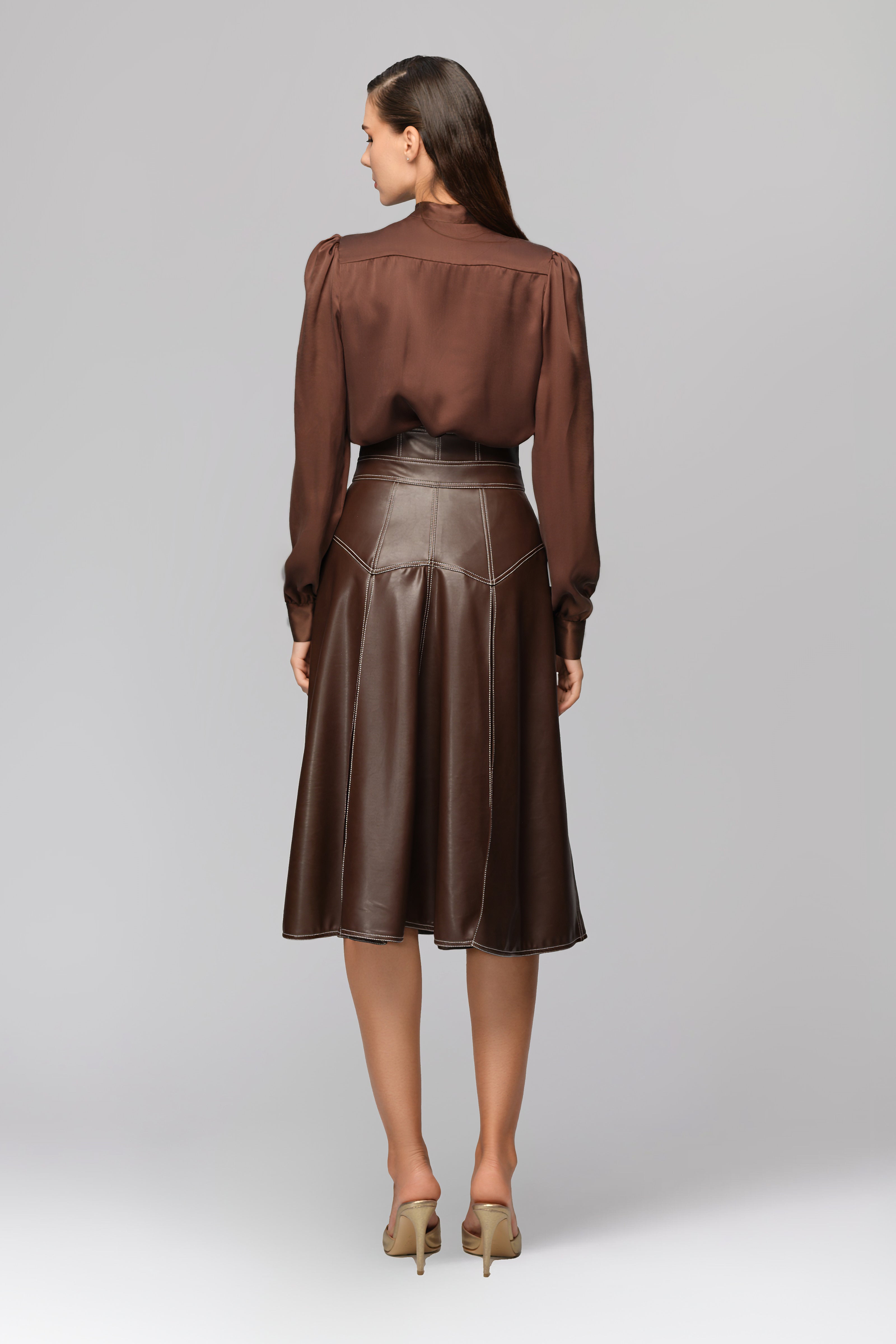 Camasa maro din matase naturala satinata Lavish