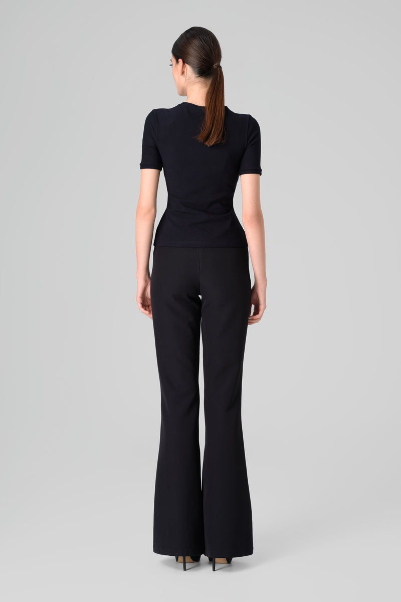 Tricou negru din bumbac reiat Logo